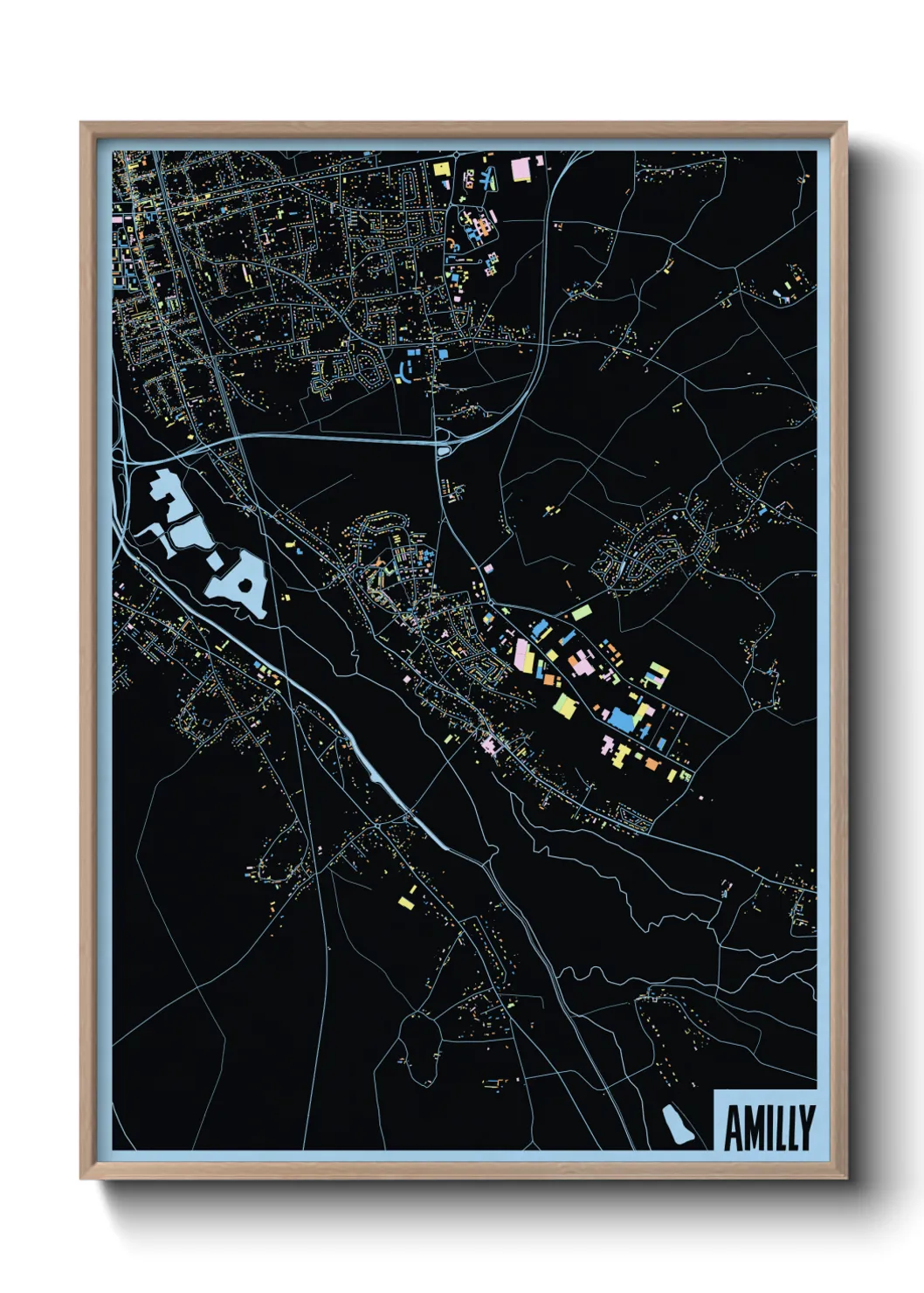 Une affiche de carte sur Amilly