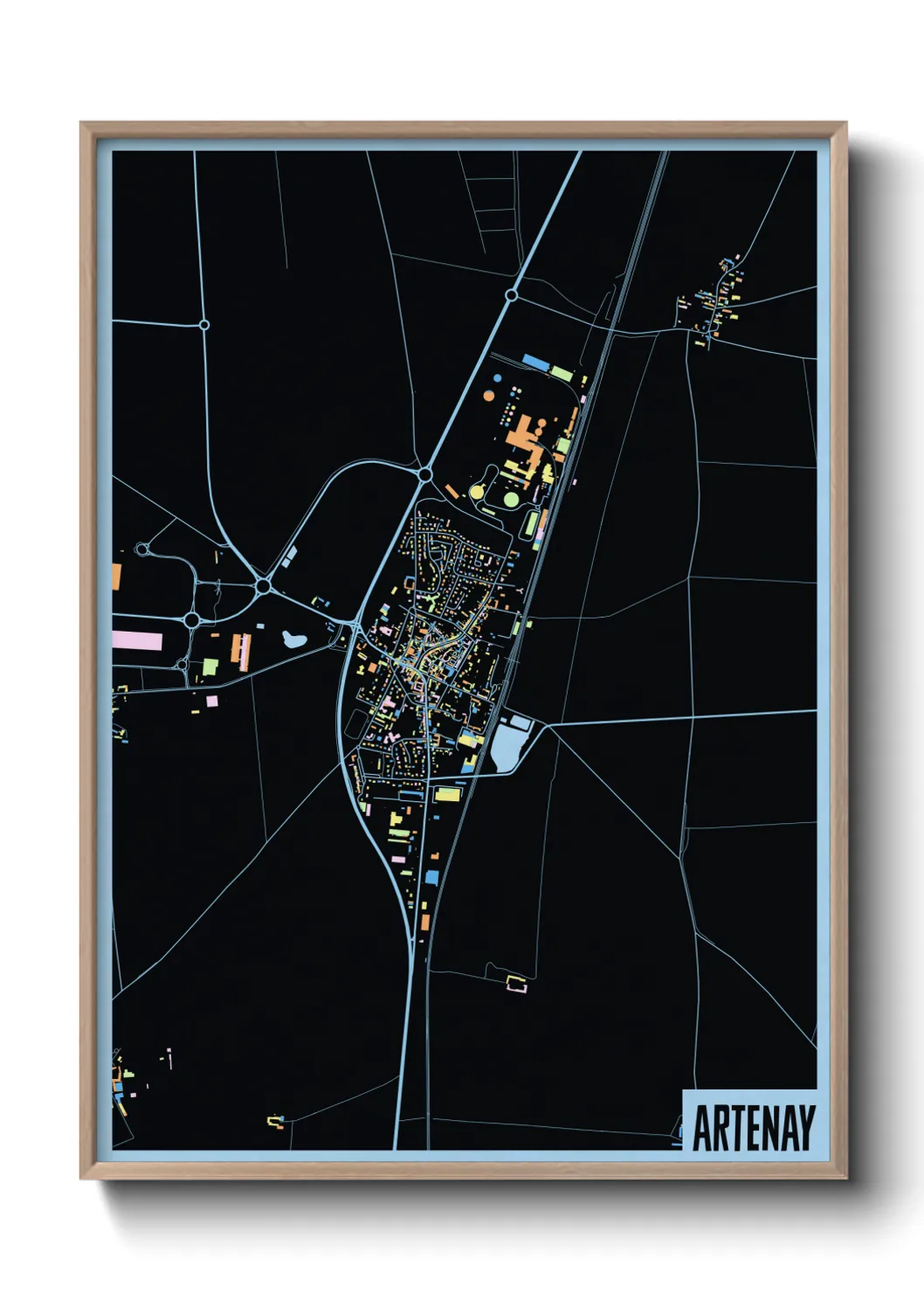 Une affiche de carte sur Artenay