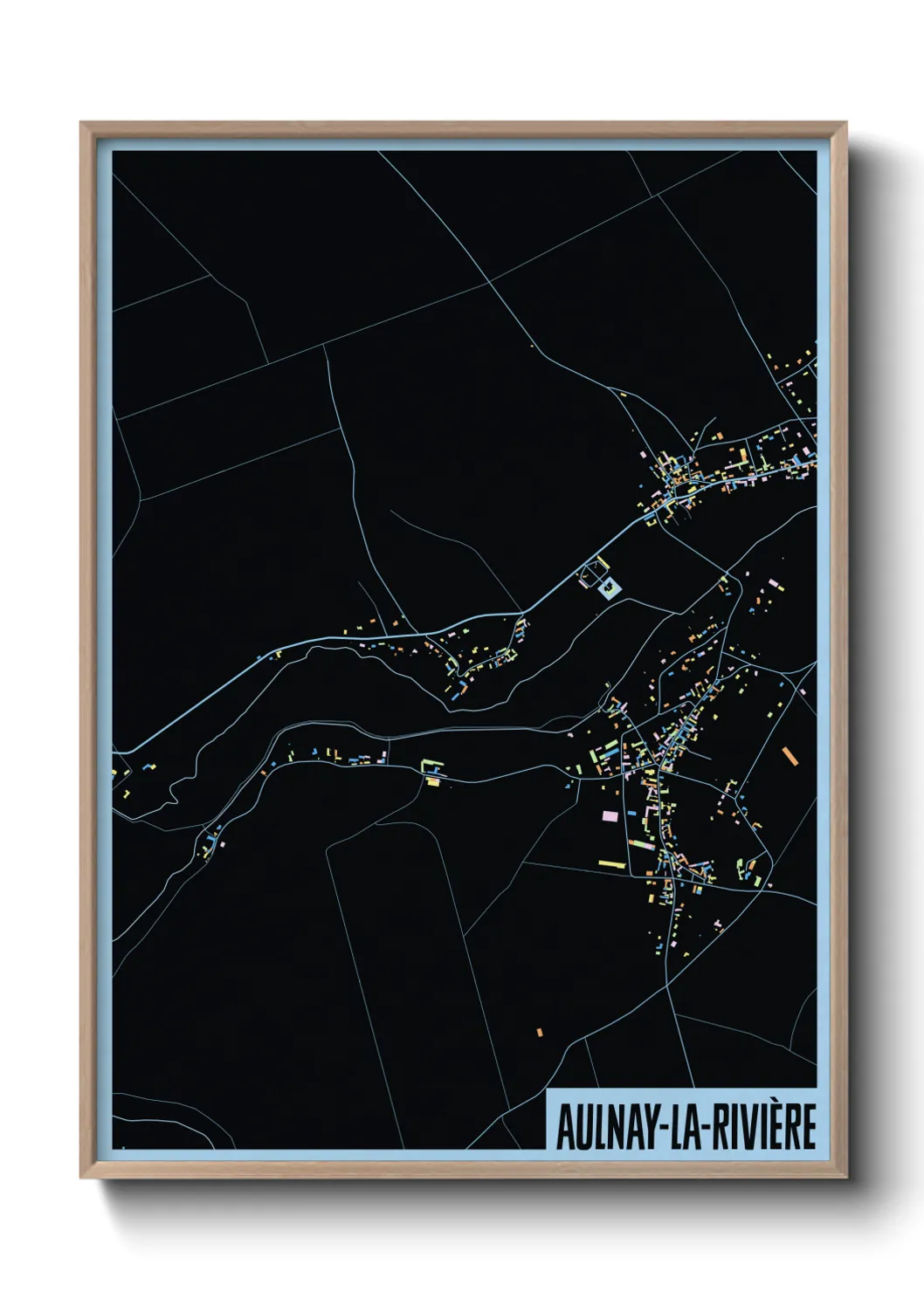 Une affiche de carte sur Aulnay-la-Rivière