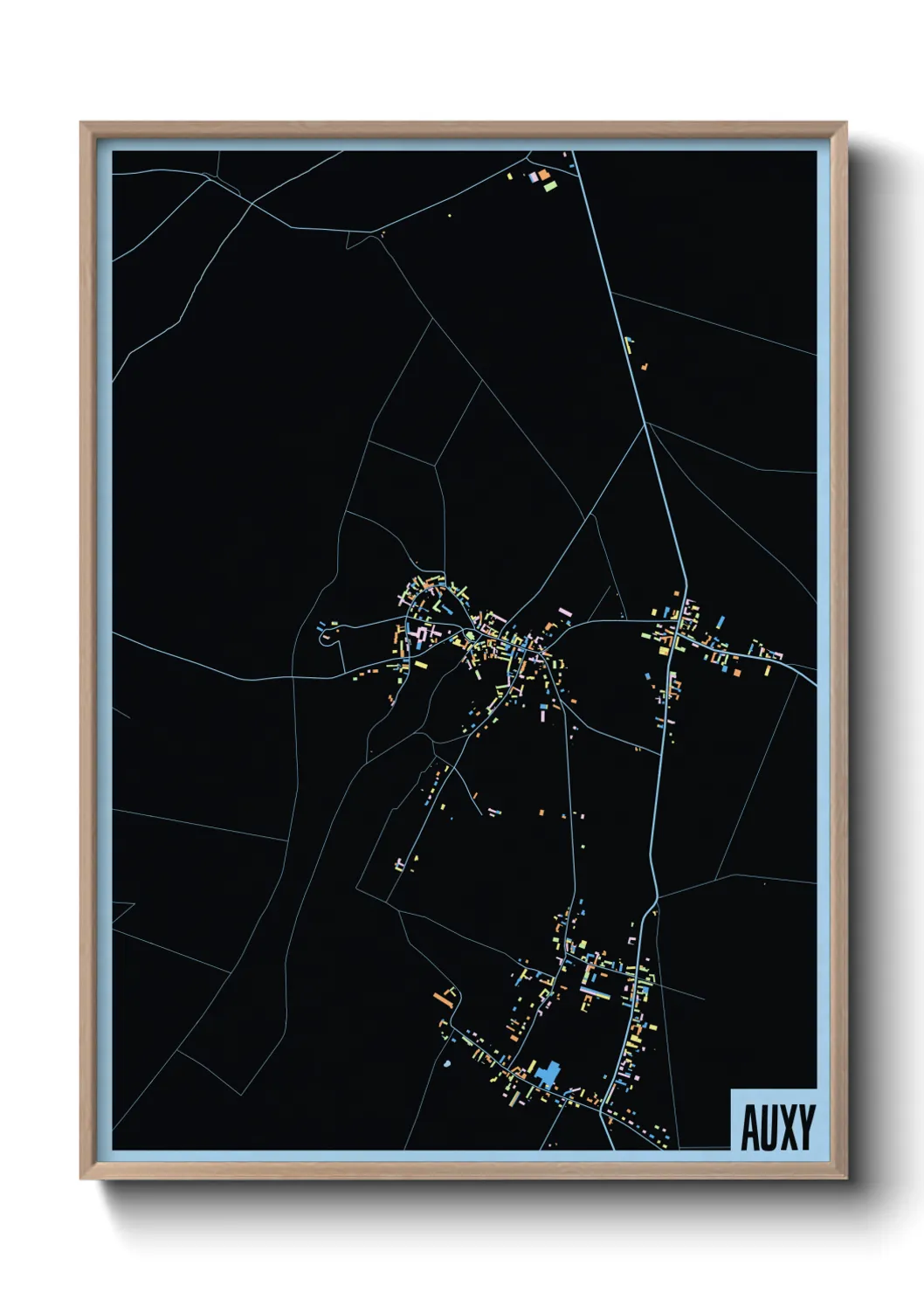 Une affiche de carte sur Auxy