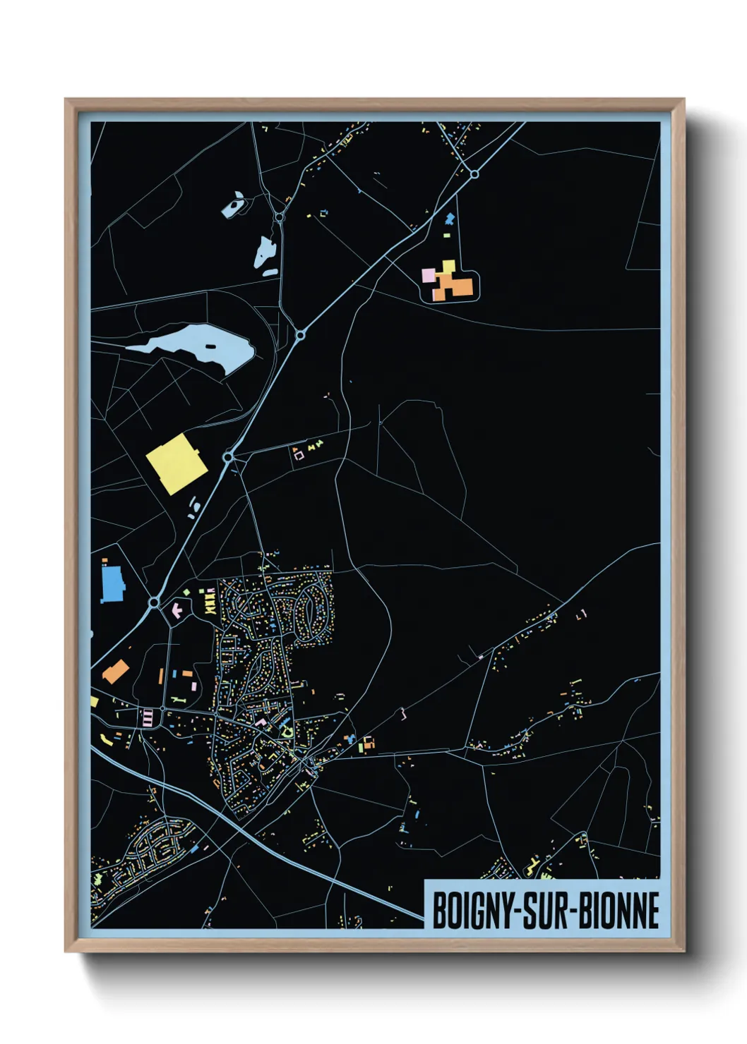 Une affiche de carte sur Boigny-sur-Bionne