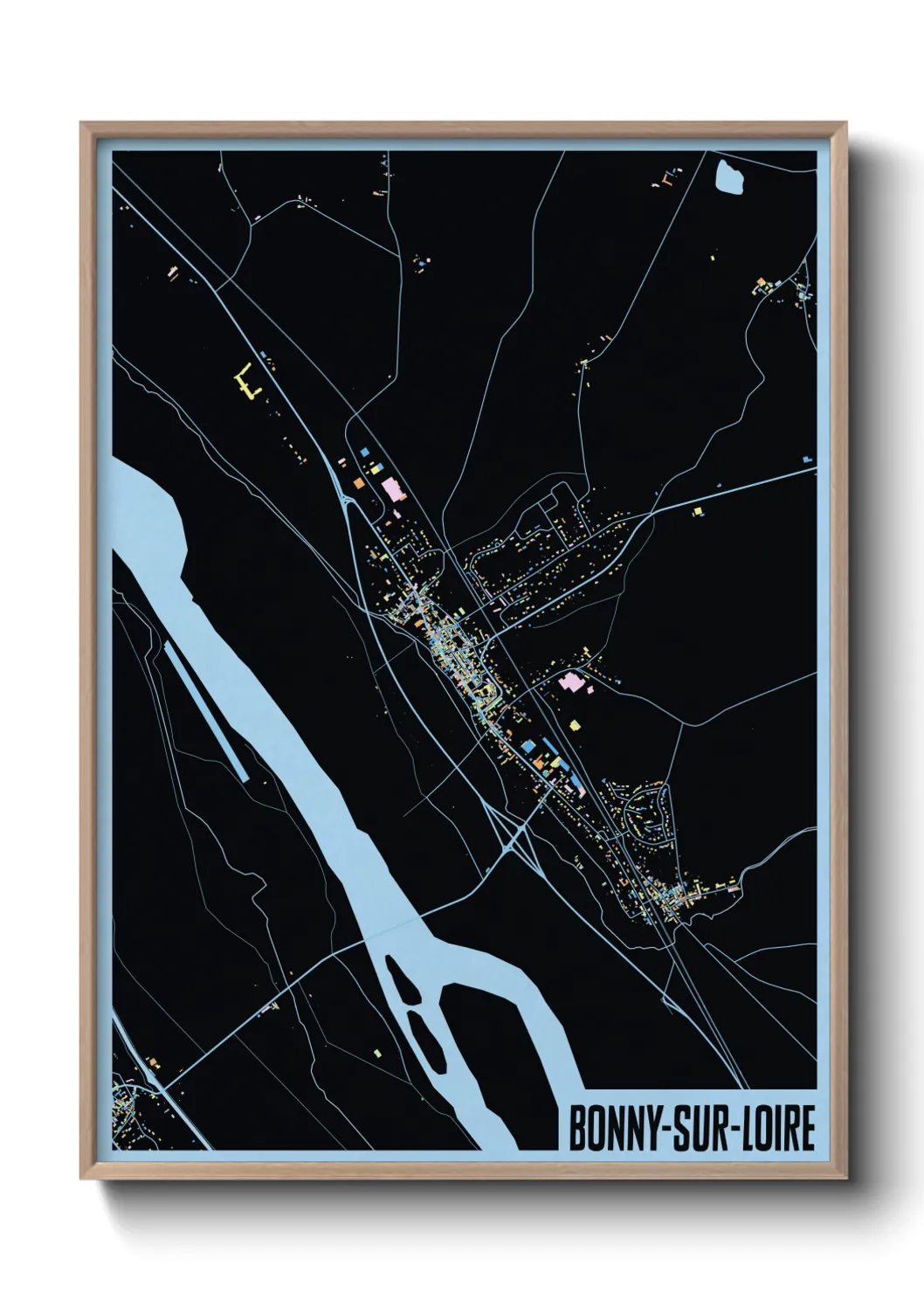 Une affiche de carte sur Bonny-sur-Loire