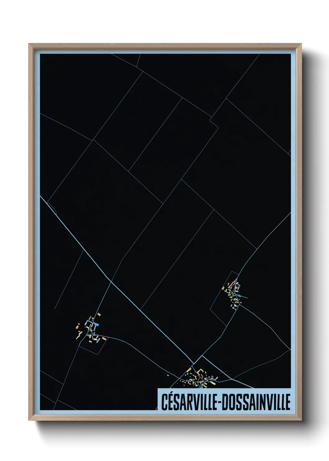 Une affiche de carte sur Césarville-Dossainville