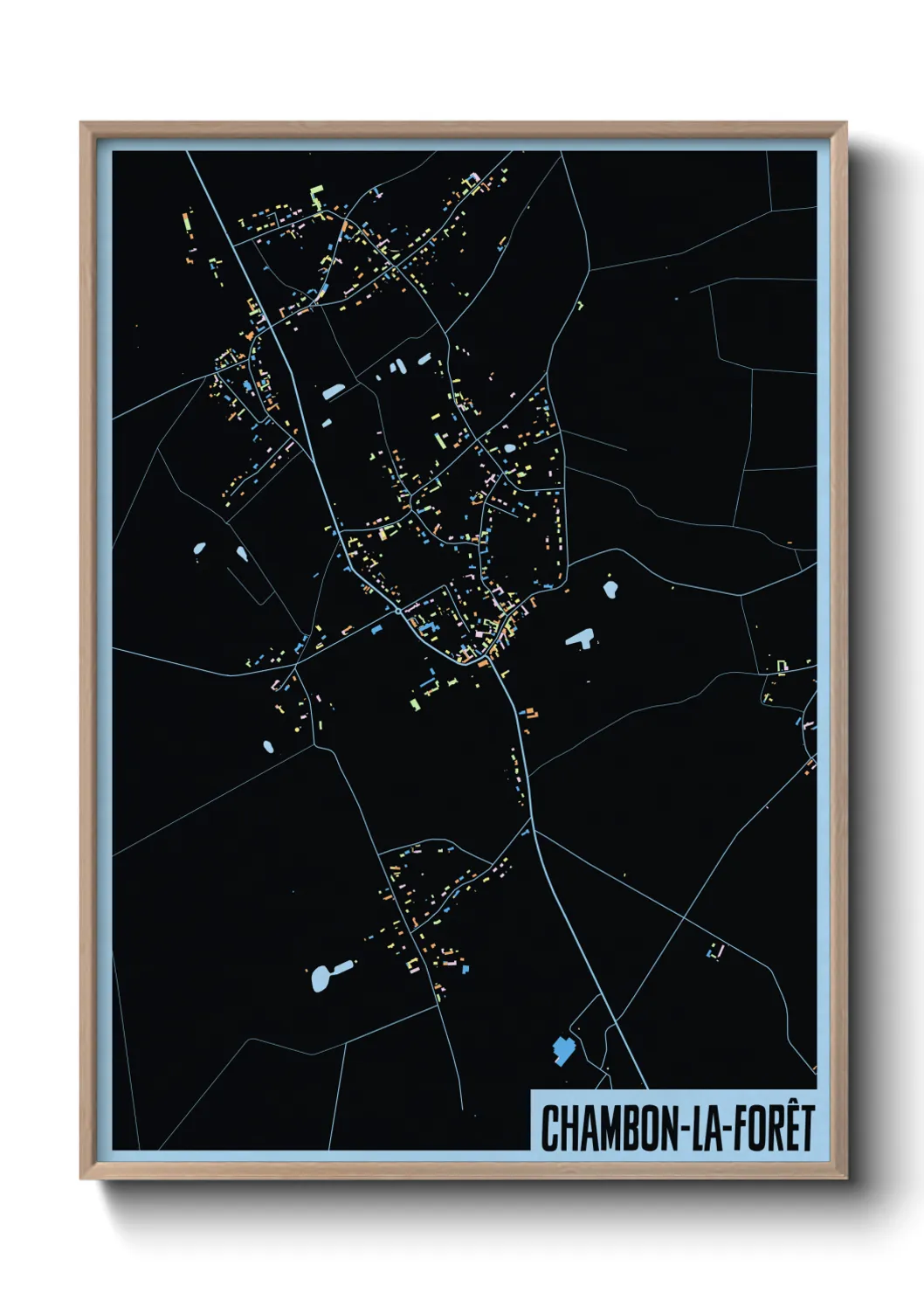 Une affiche de carte sur Chambon-la-Forêt