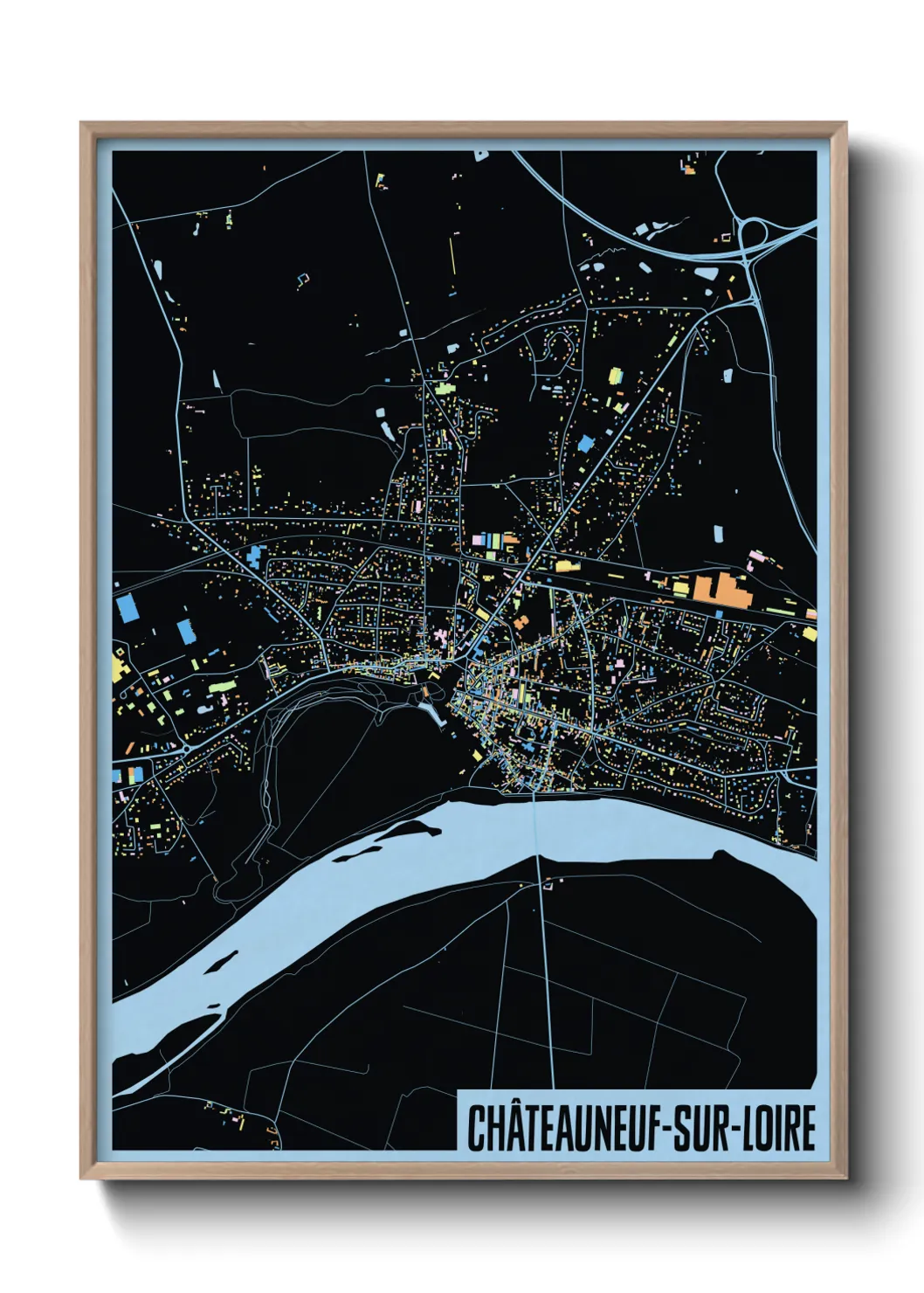 Un poster carteChâteauneuf-sur-Loire