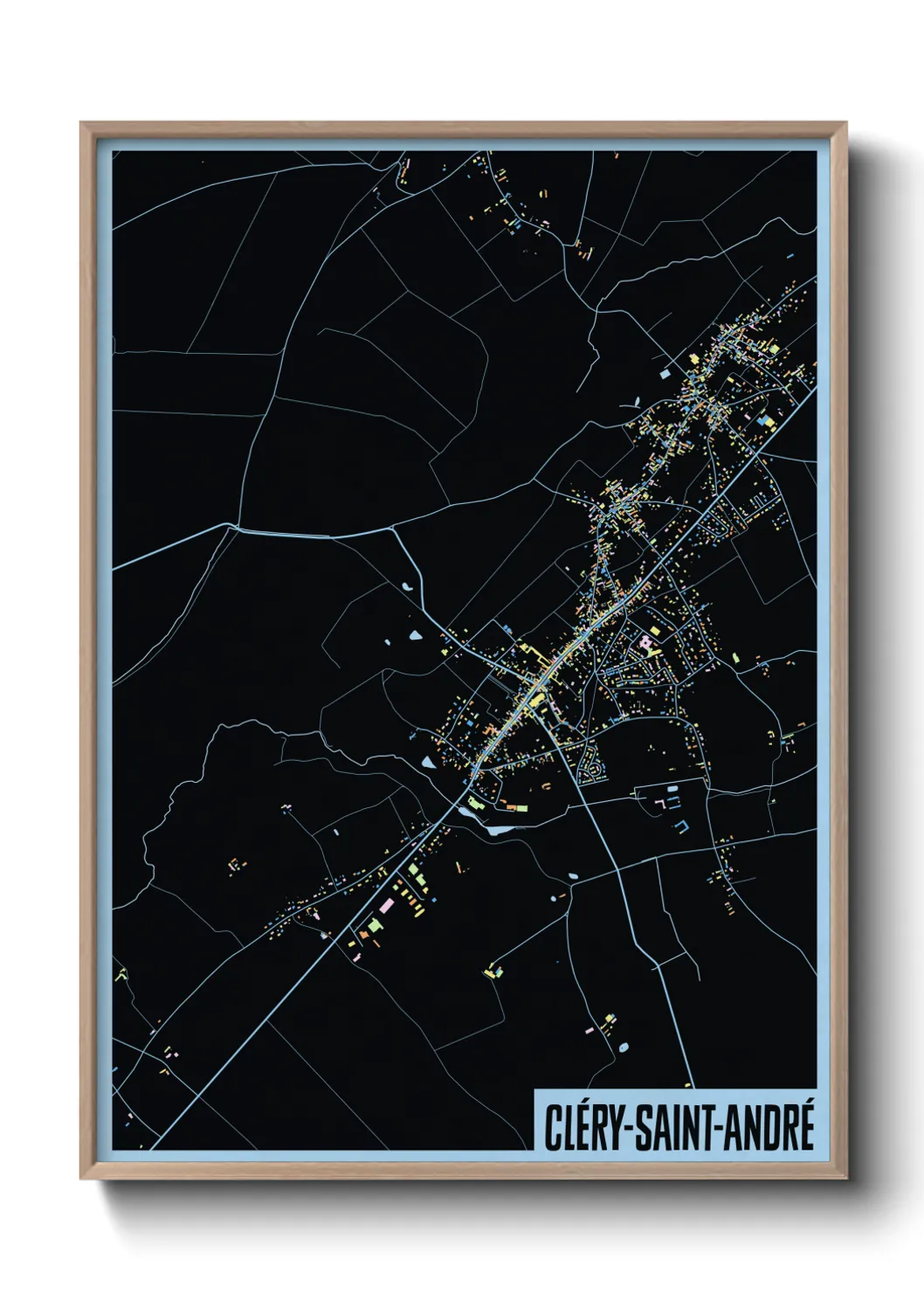 Une affiche de carte sur Cléry-Saint-André