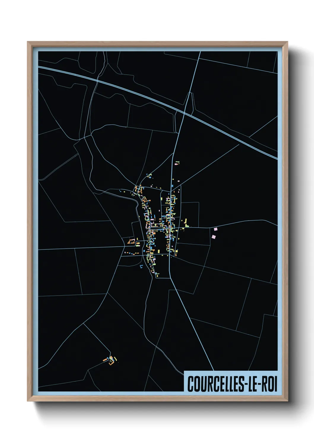 Une affiche de carte sur Courcelles-Le-Roi