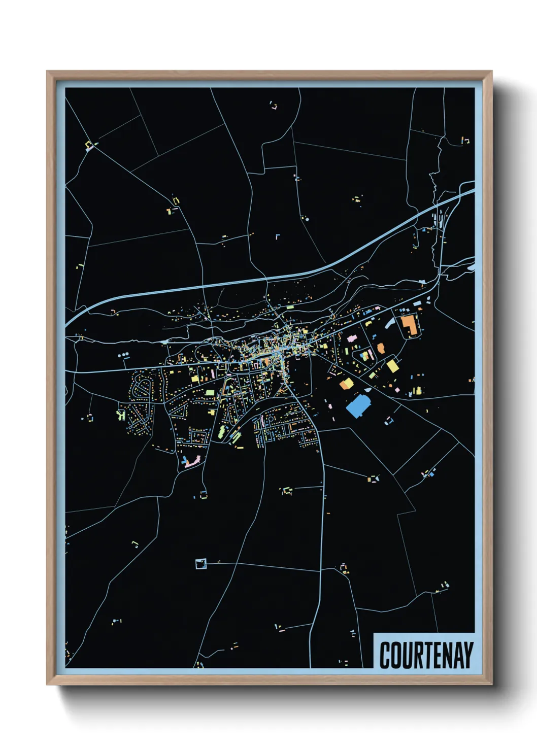 Une affiche de carte sur Courtenay