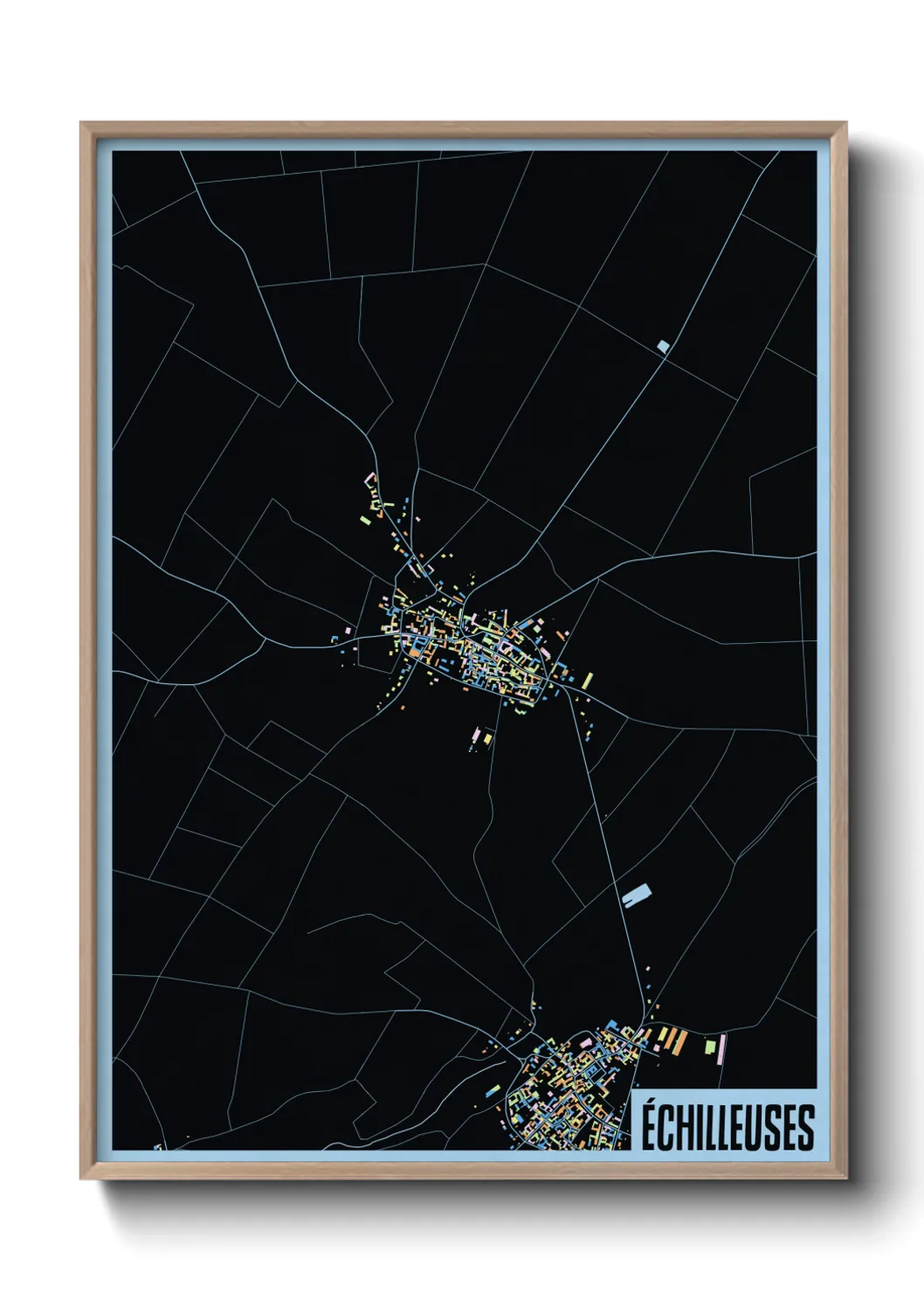 Une affiche de carte sur Échilleuses