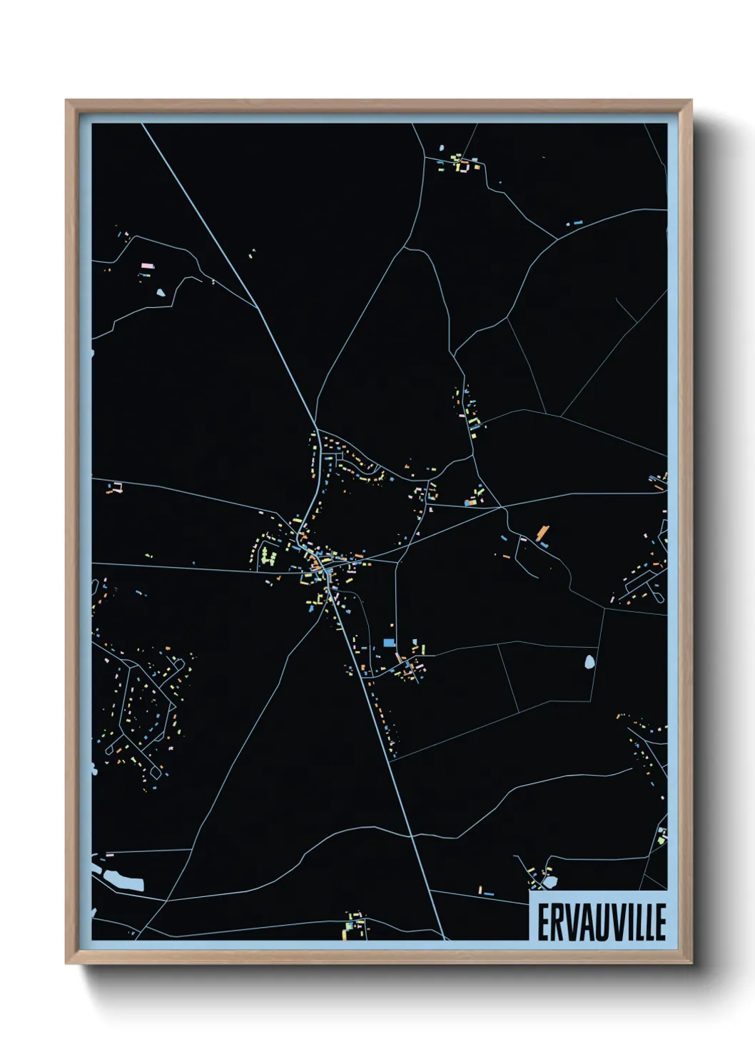 Une affiche de carte sur Ervauville