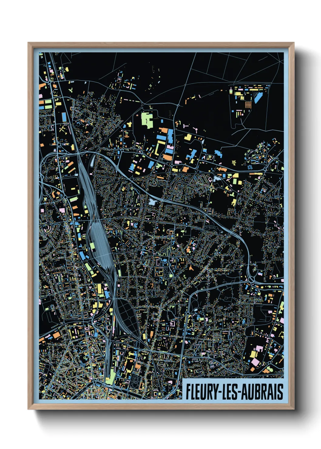 Une affiche de carte sur Fleury-les-Aubrais