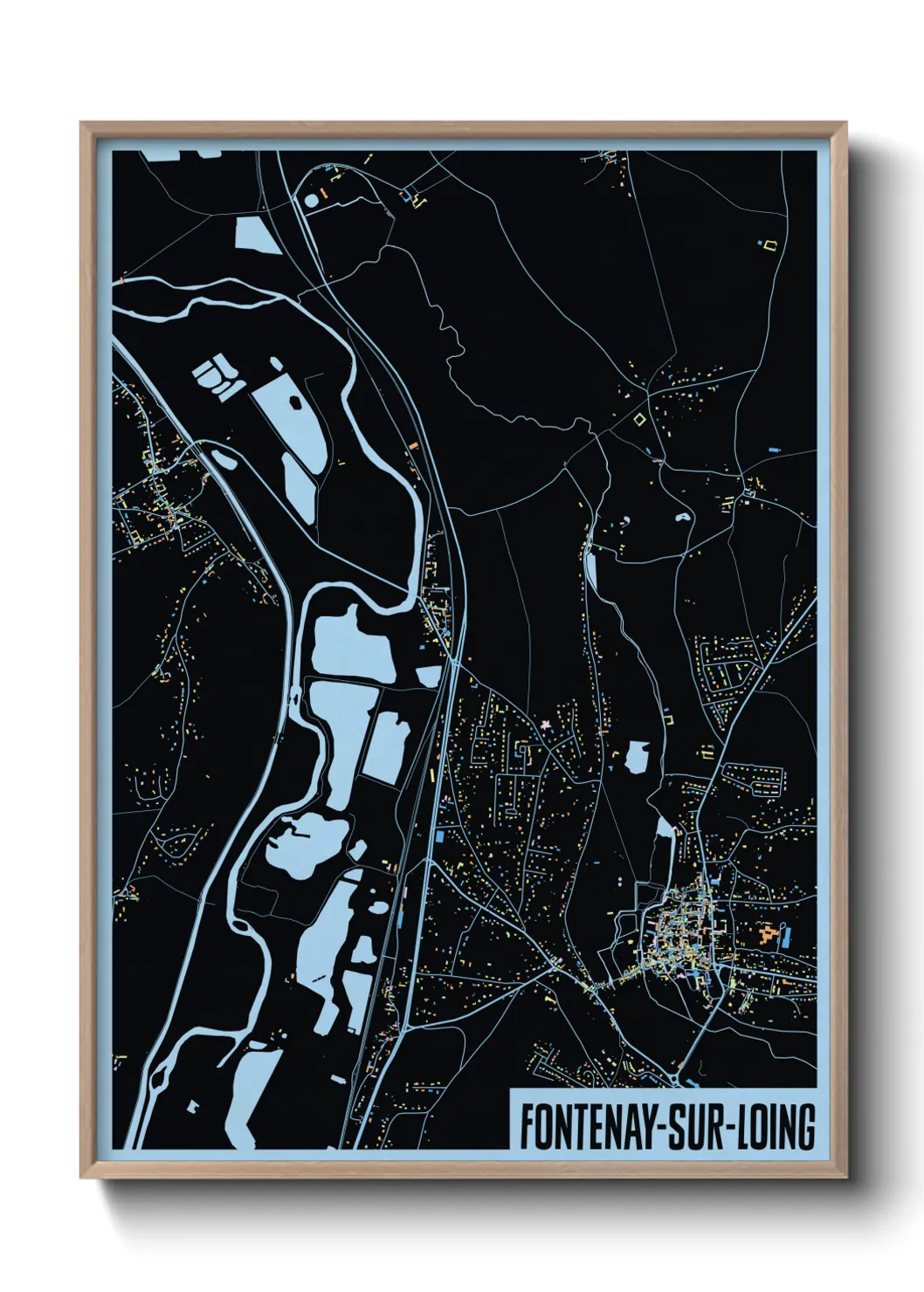 Une affiche de carte sur Fontenay-sur-Loing