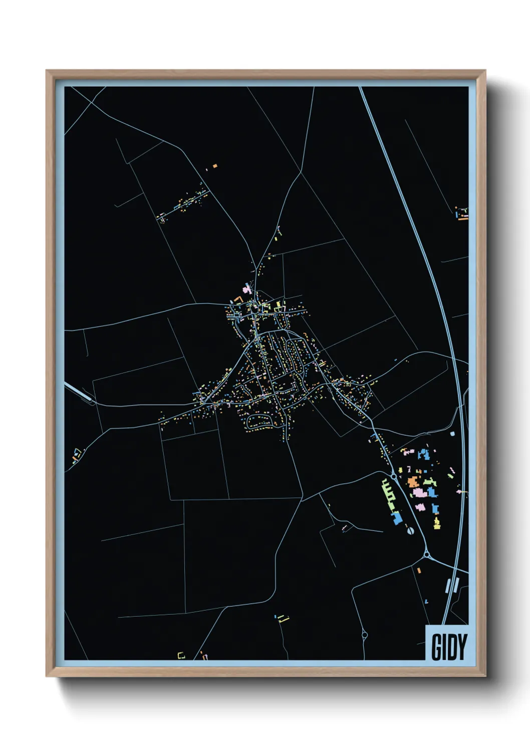 Une affiche de carte sur Gidy