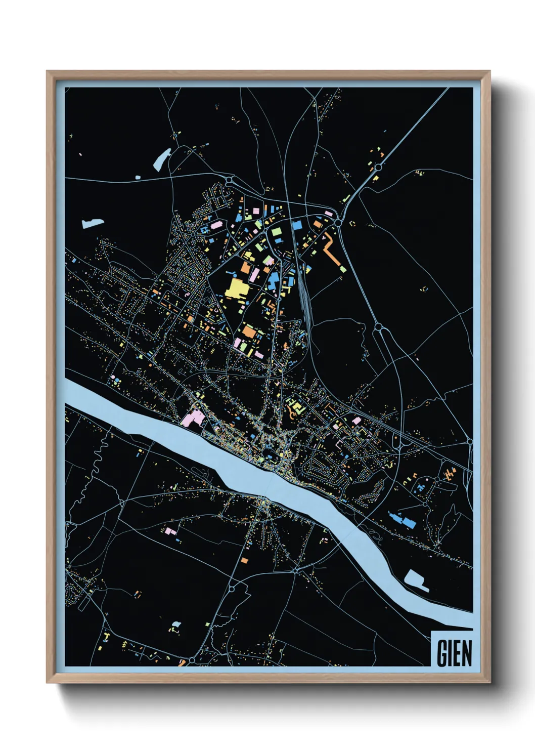 Une affiche de carte sur Gien