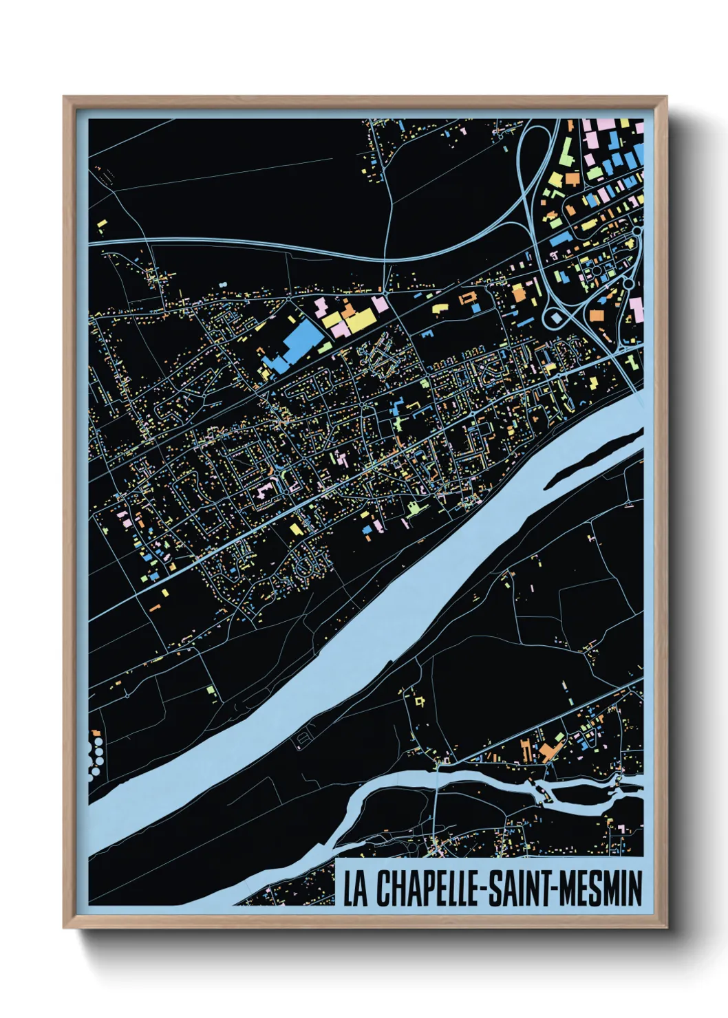 Une affiche de carte sur La Chapelle-Saint-Mesmin