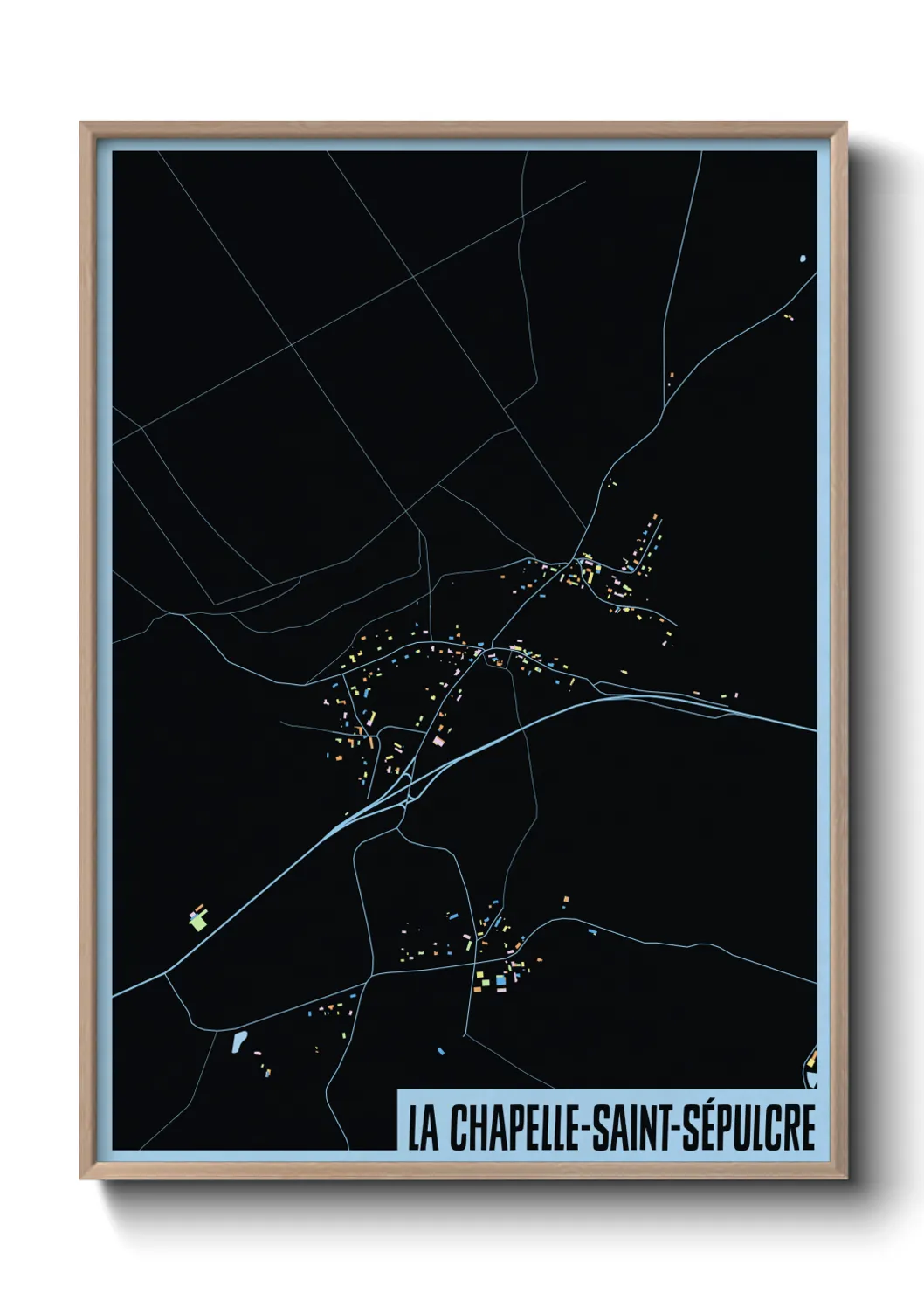 Une affiche de carte sur La Chapelle-Saint-Sépulcre