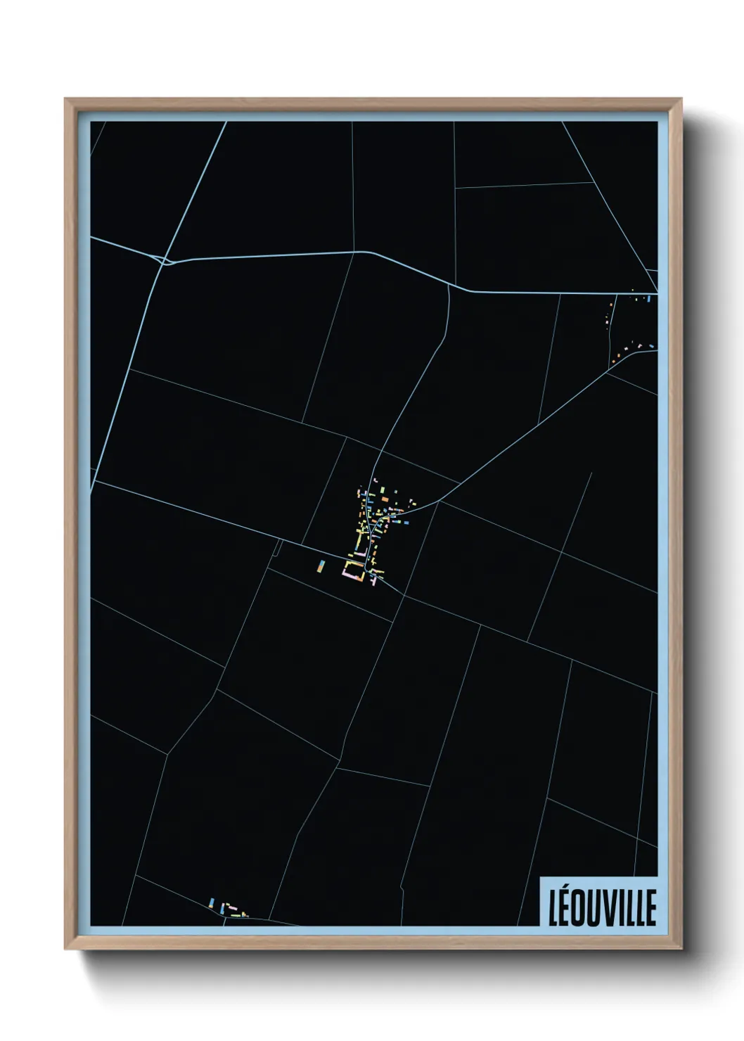 Une affiche de carte sur Léouville