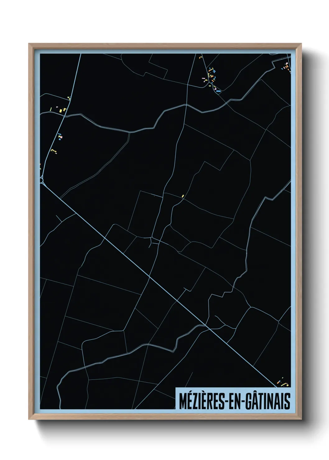 Une affiche de carte sur Mézières-en-Gâtinais
