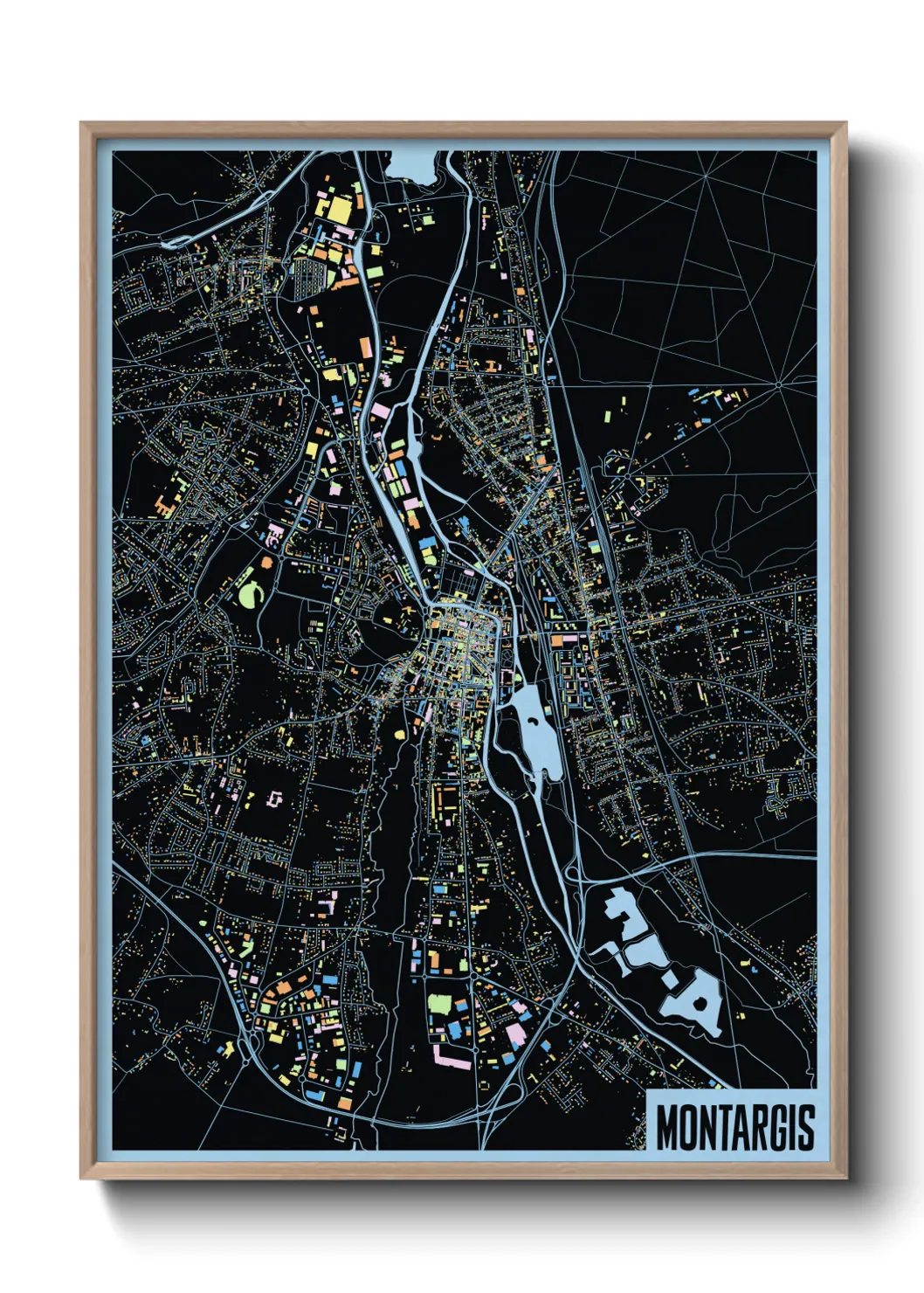 Une affiche de carte sur Montargis