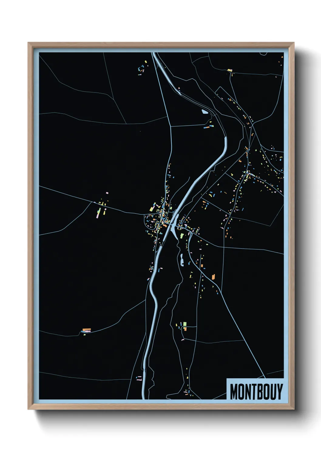 Une affiche de carte sur Montbouy