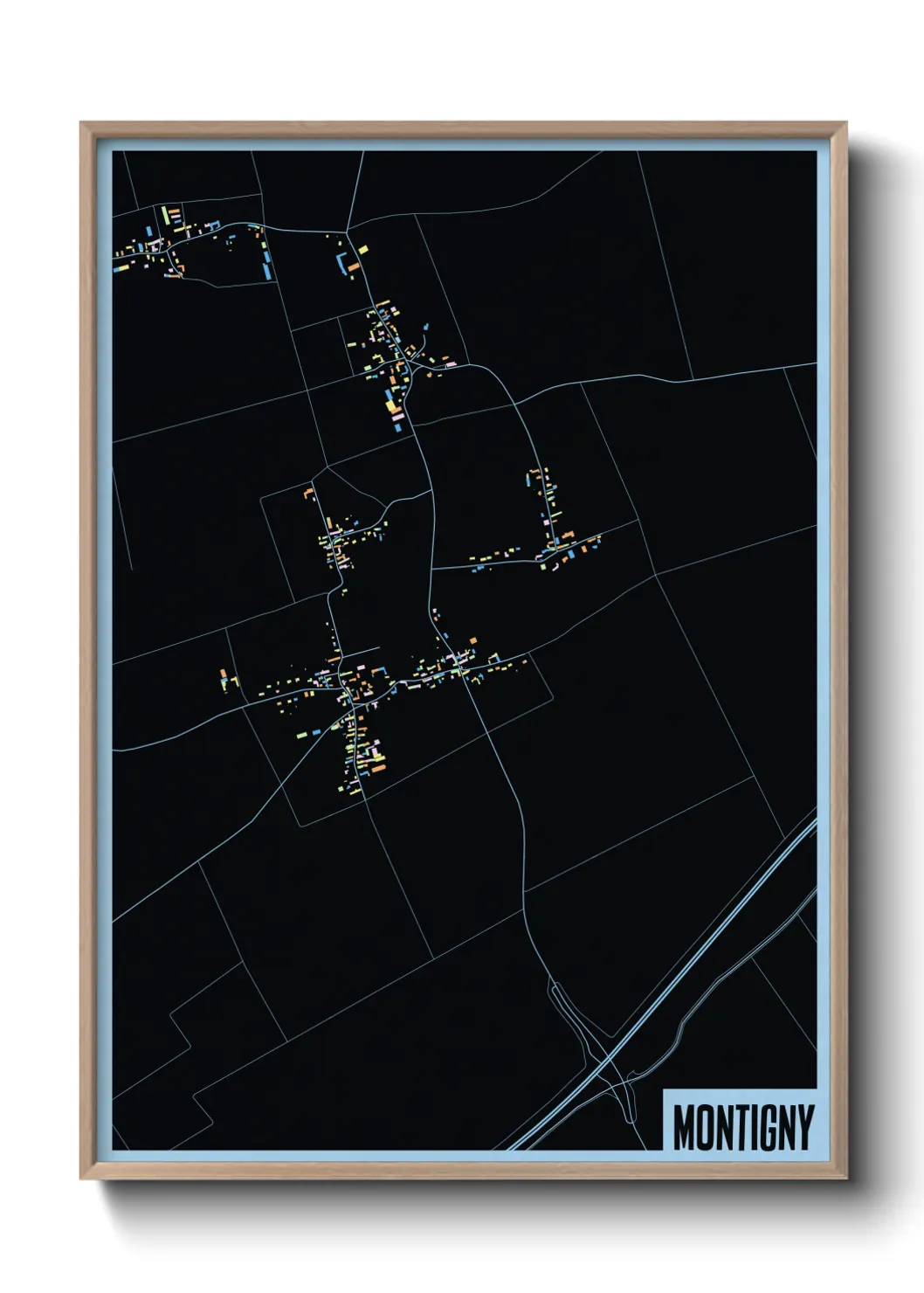 Une affiche de carte sur Montigny
