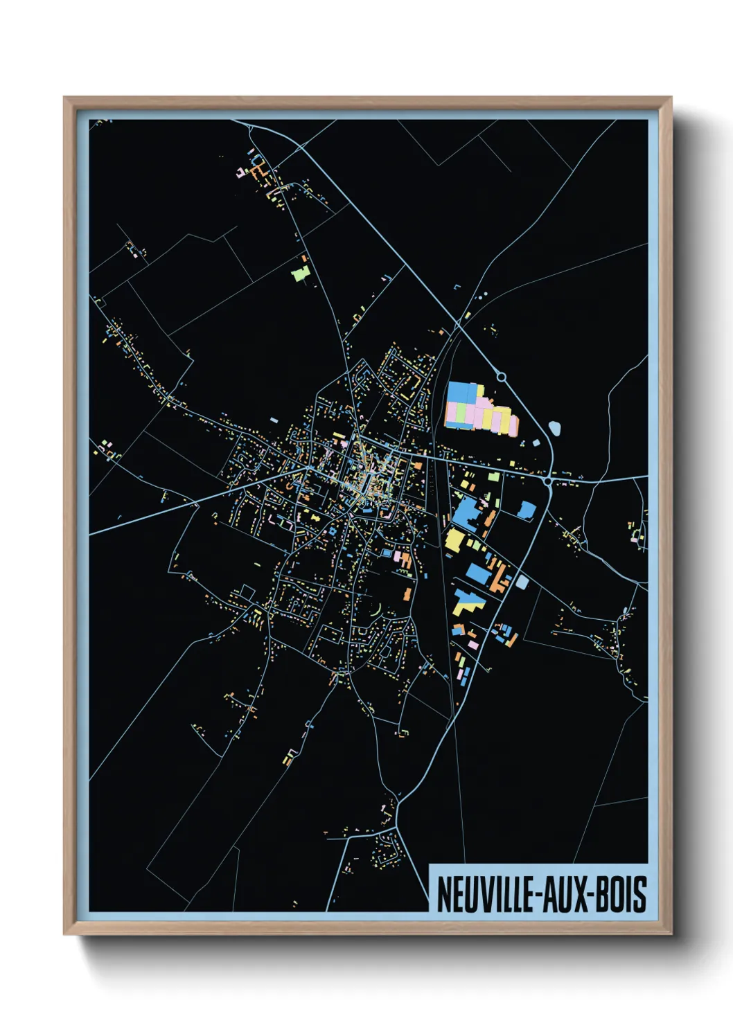 Une affiche de carte sur Neuville-aux-Bois