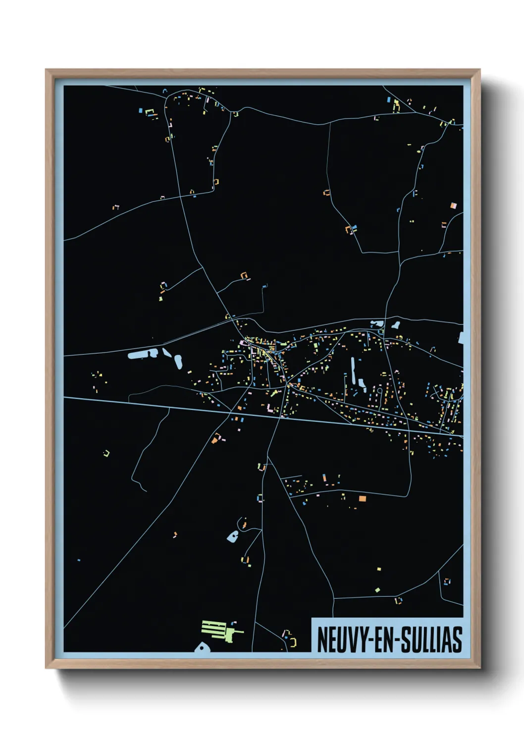 Une affiche de carte sur Neuvy-en-Sullias