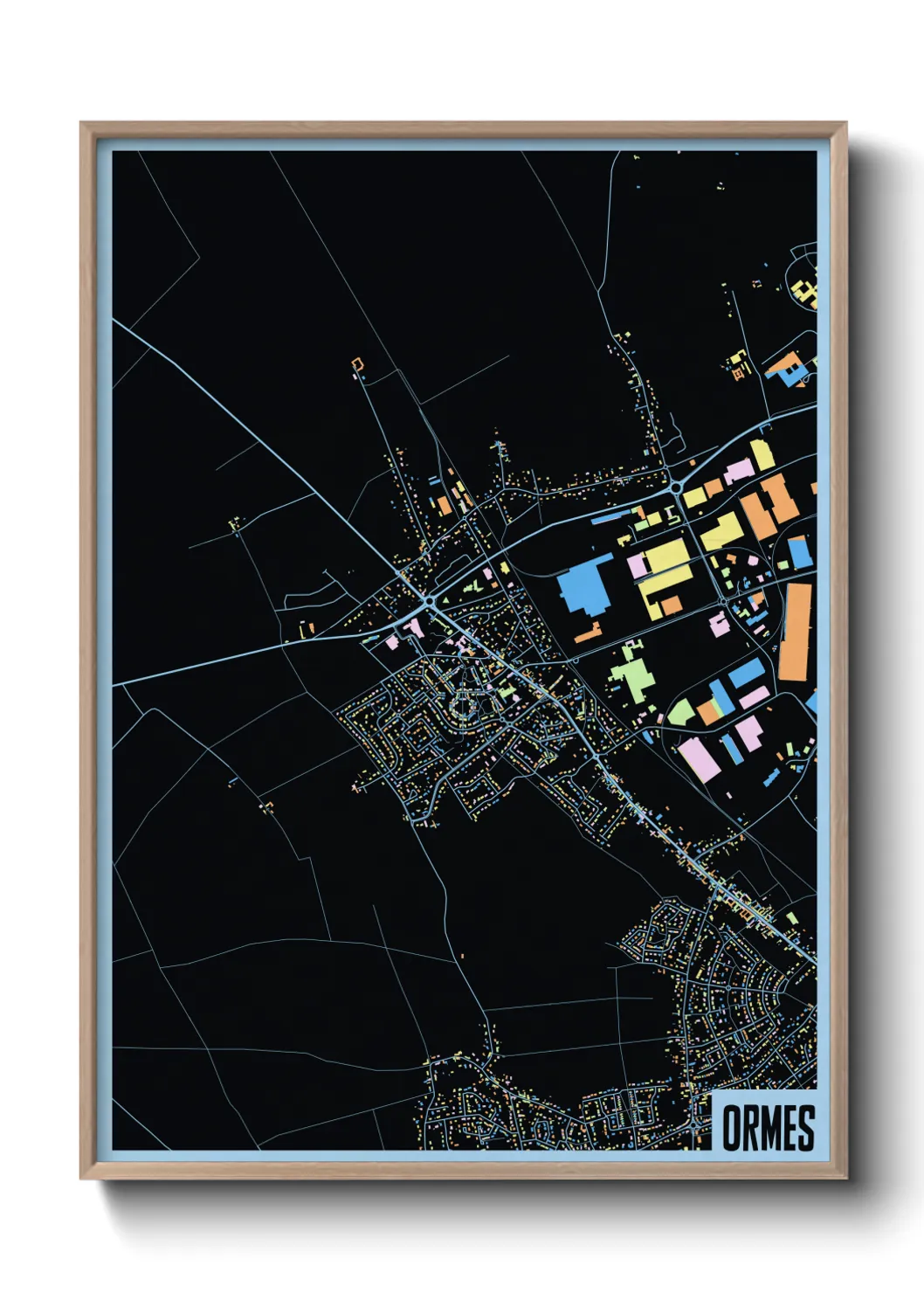 Une affiche de carte sur Ormes