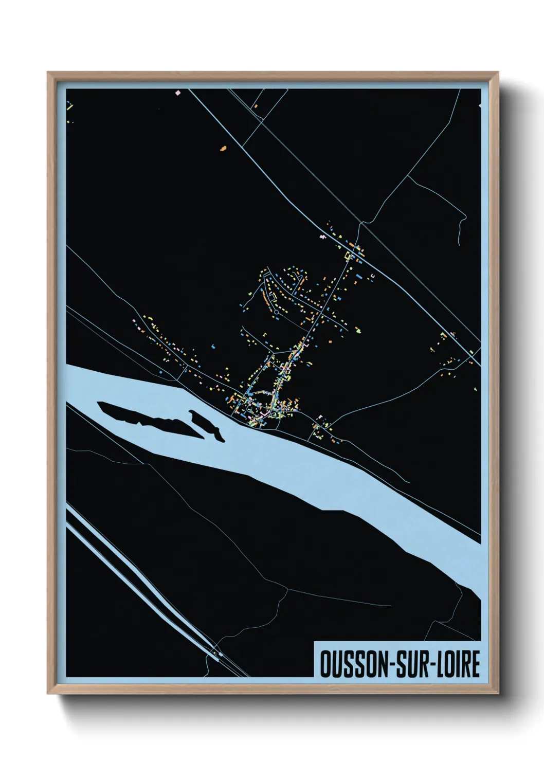 Une affiche de carte sur Ousson-sur-Loire