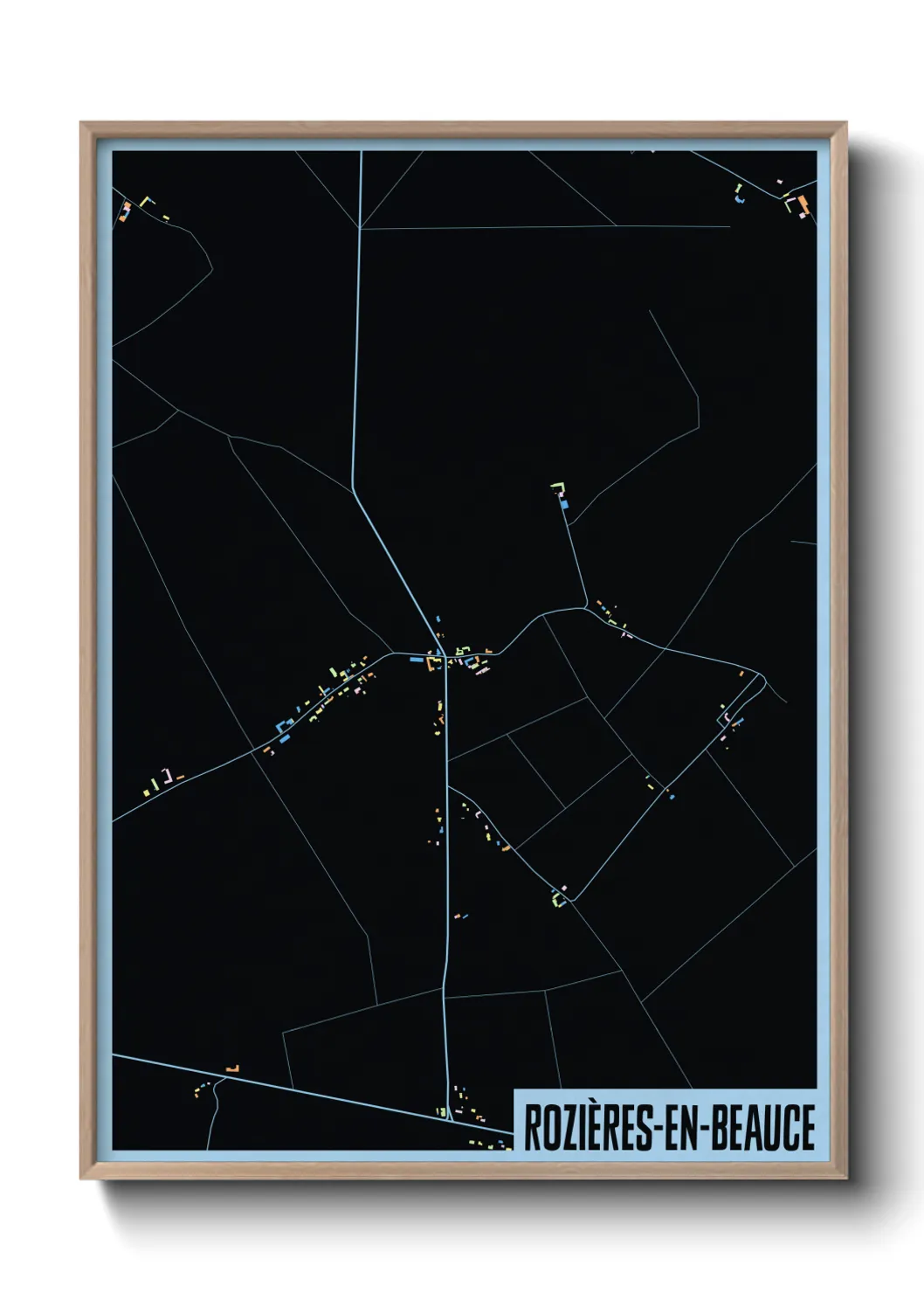 Une affiche de carte sur Rozières-en-Beauce