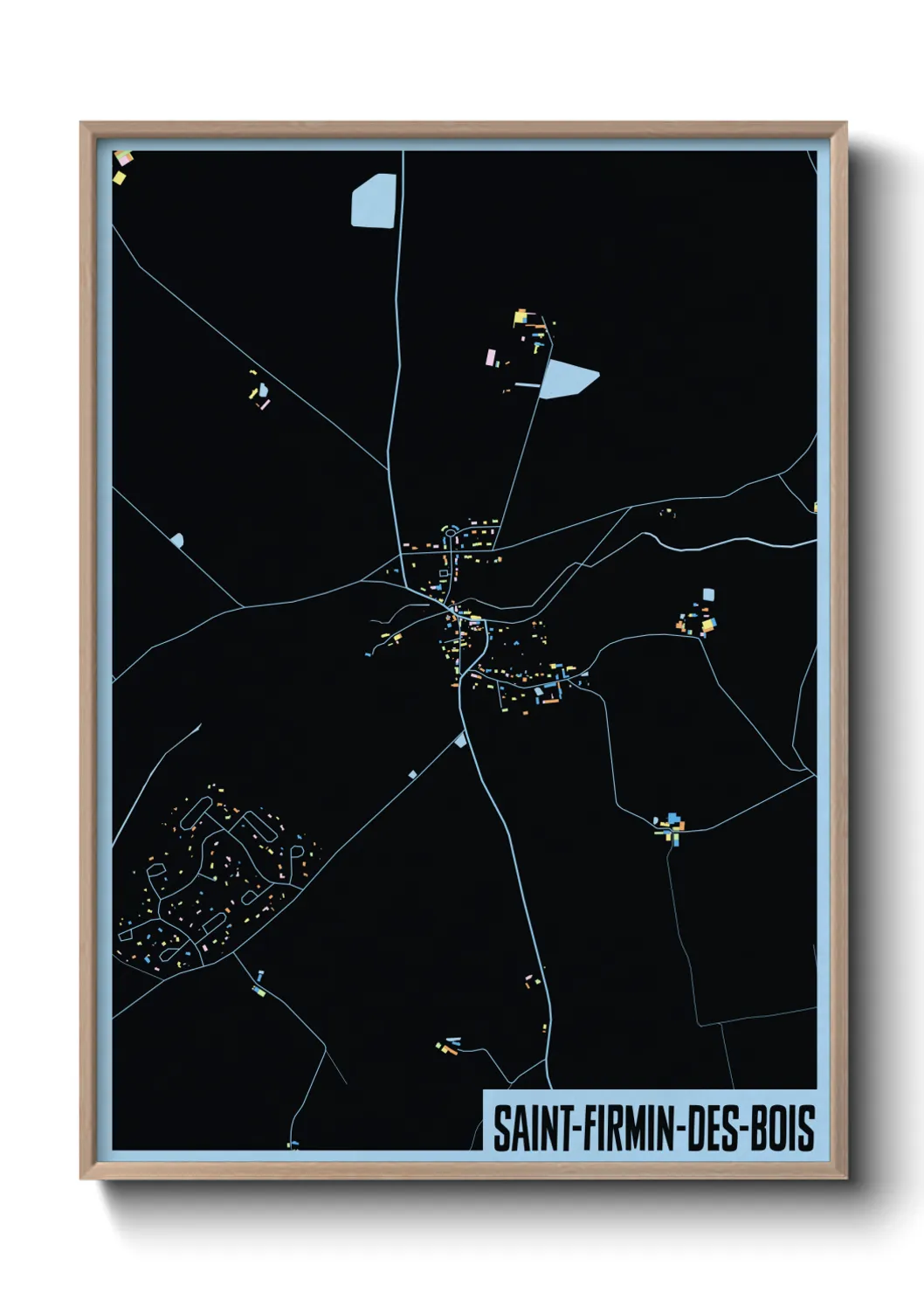 Une affiche de carte sur Saint-Firmin-des-Bois