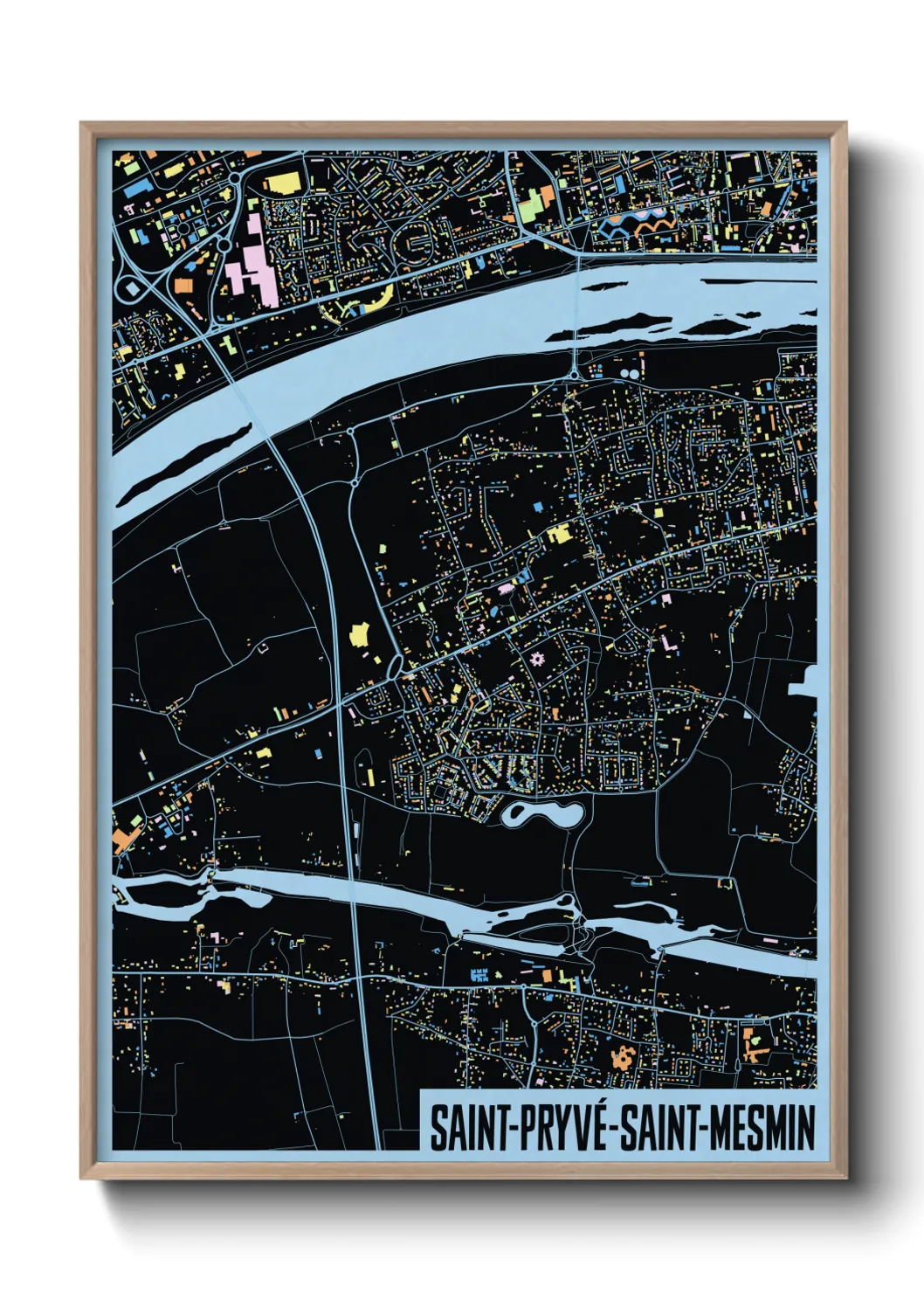 Une affiche de carte sur Saint-Pryvé-Saint-Mesmin