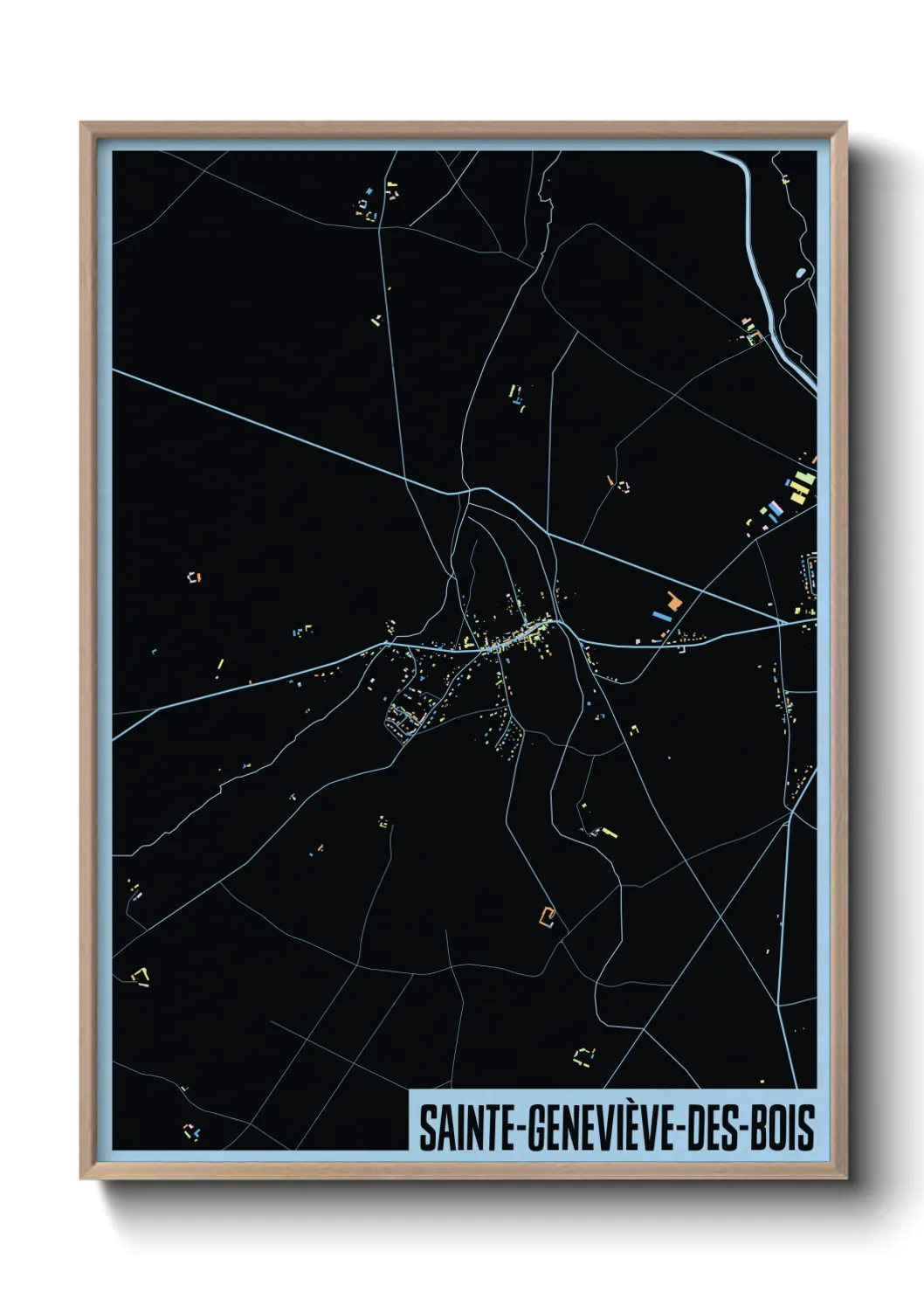 Une affiche de carte sur Sainte-Geneviève-des-Bois