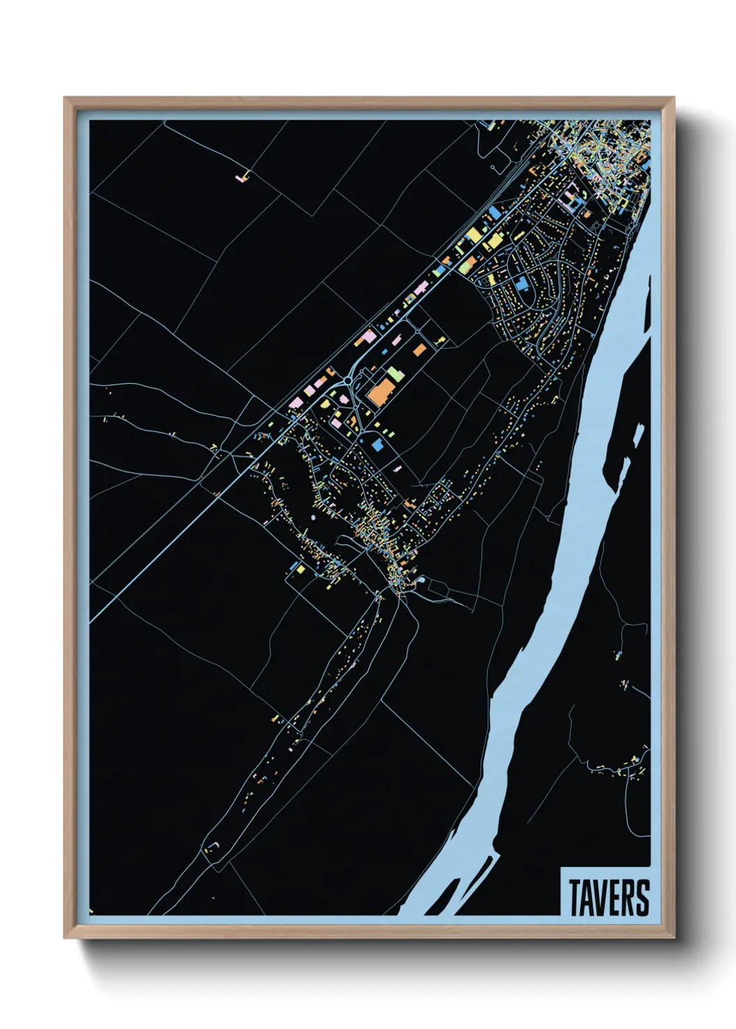 Une affiche de carte sur Tavers