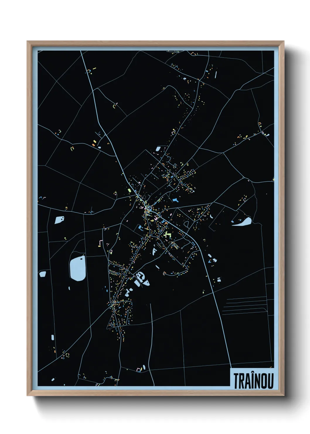 Une affiche de carte sur Traînou