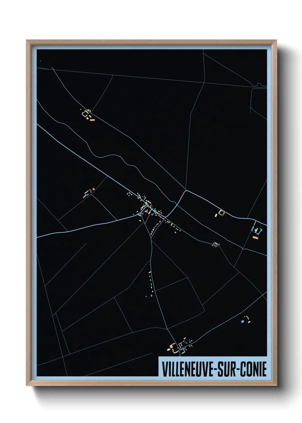 Une affiche de carte sur Villeneuve-sur-Conie