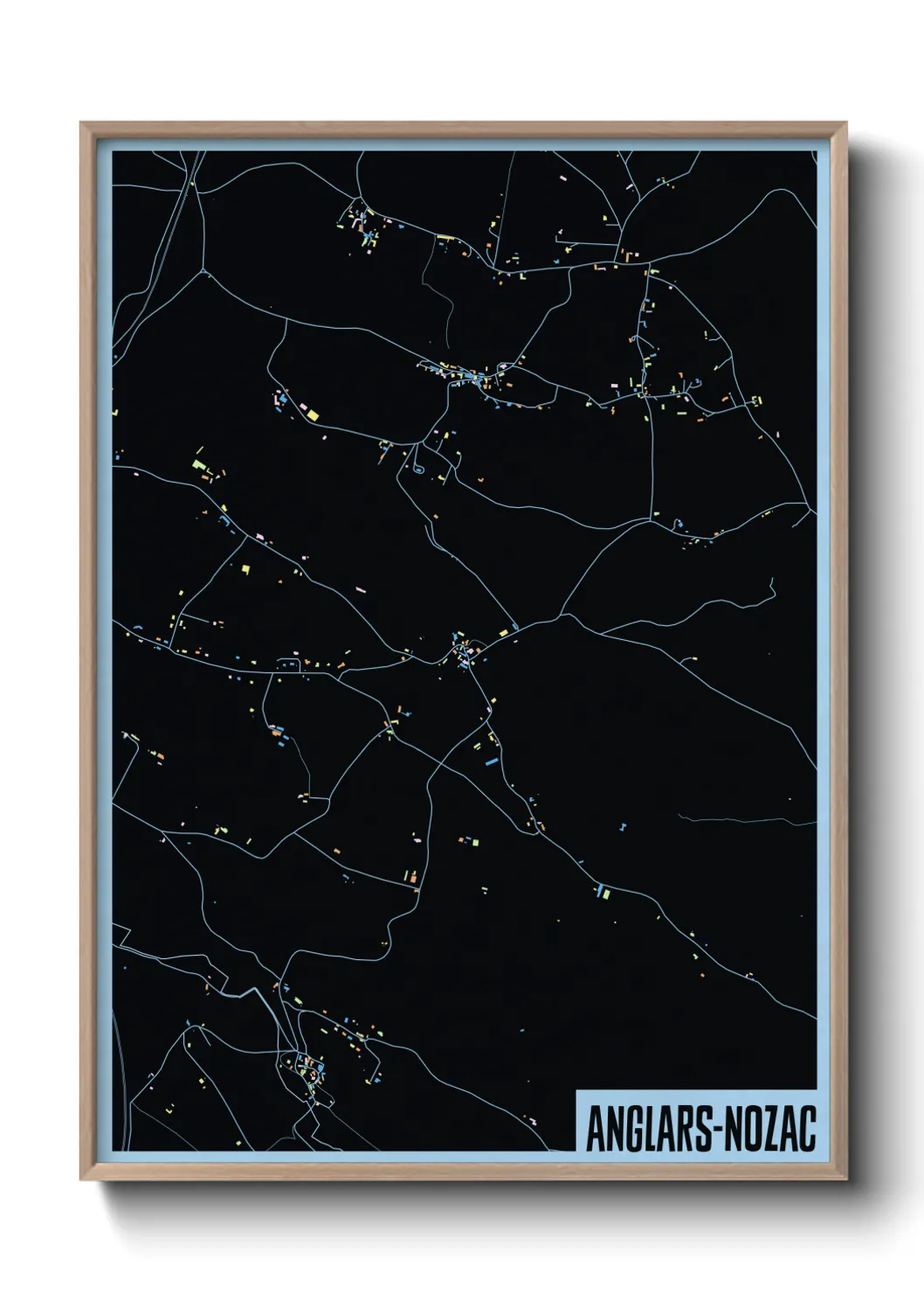 Une affiche de carte sur Anglars-Nozac