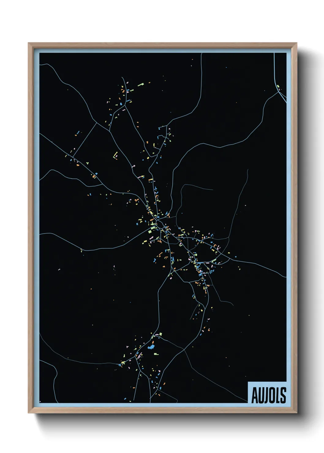 Une affiche de carte sur Aujols