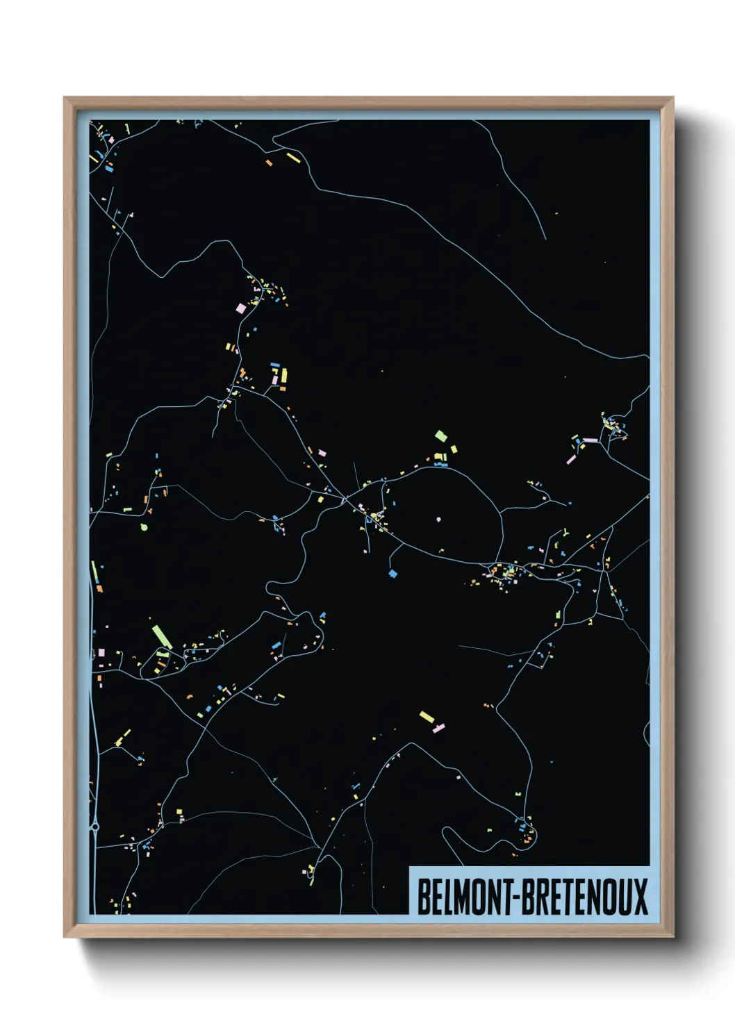 Une affiche de carte sur Belmont-Bretenoux