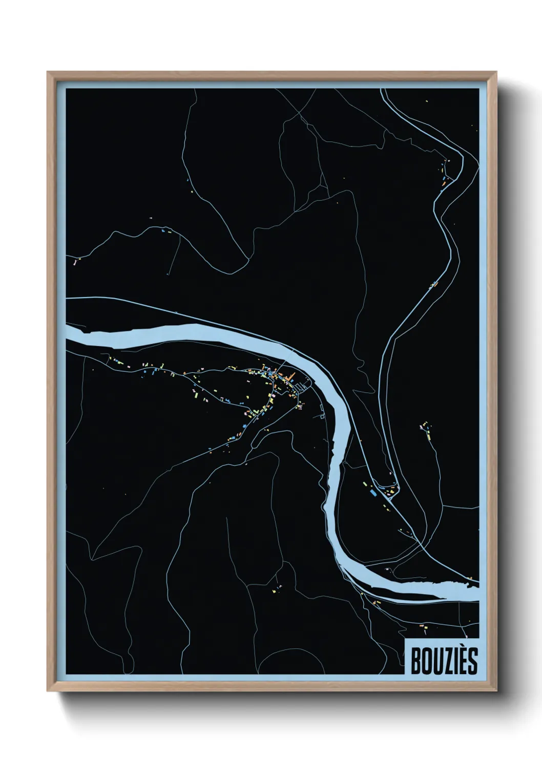 Une affiche de carte sur Bouziès