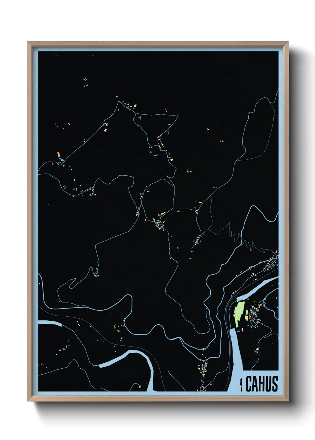 Une affiche de carte sur Cahus