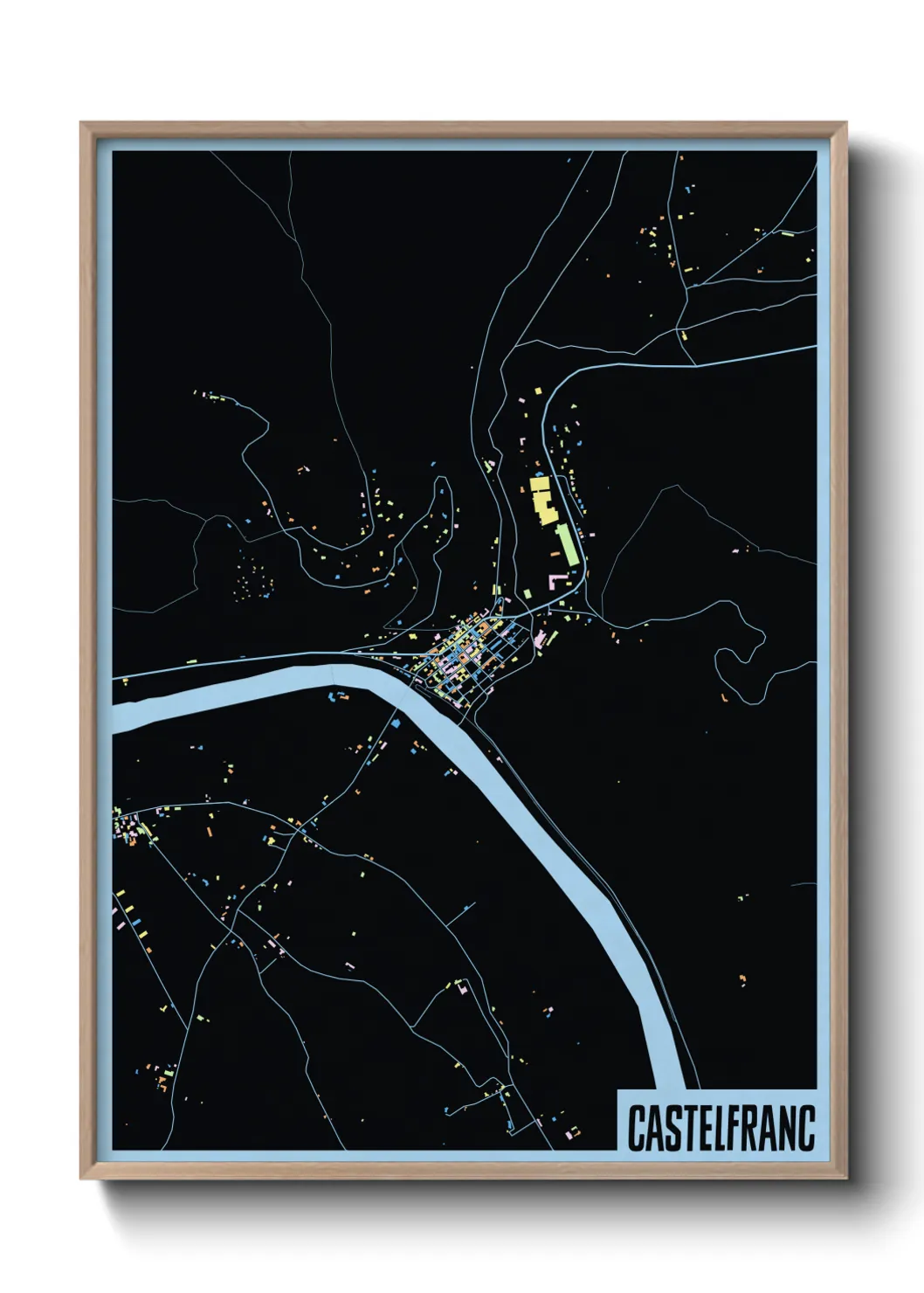 Une affiche de carte sur Castelfranc