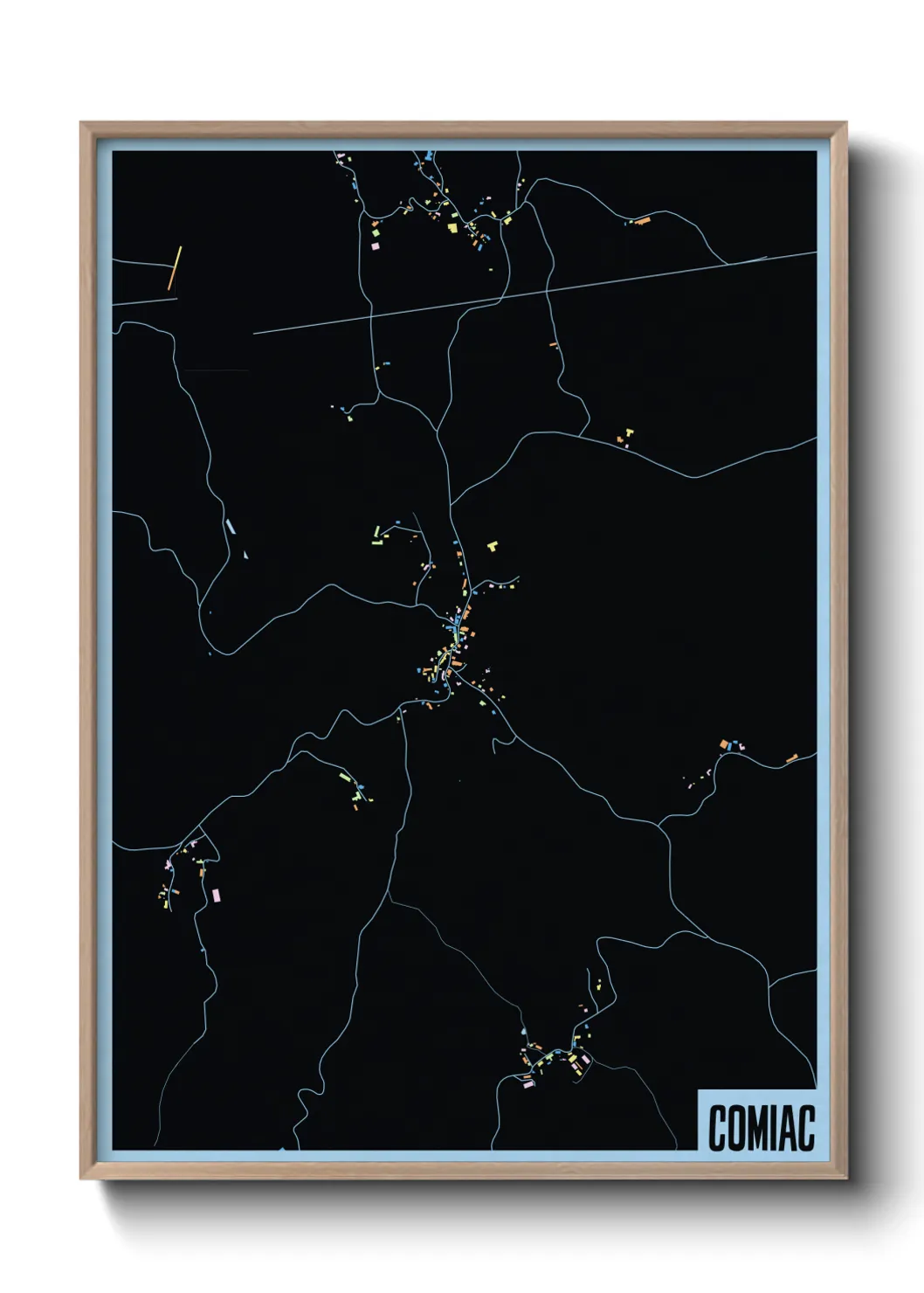 Une affiche de carte sur Comiac