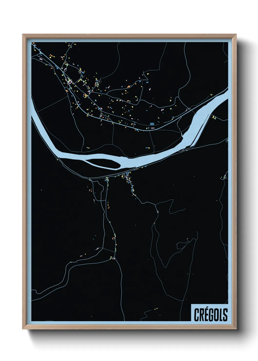 Une affiche de carte sur Crégols