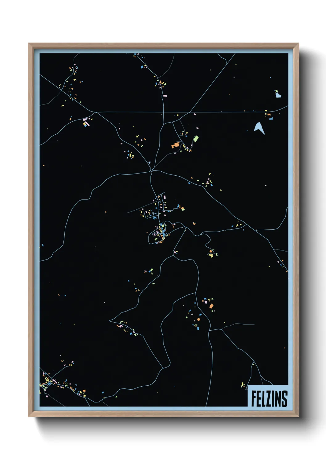 Une affiche de carte sur Felzins