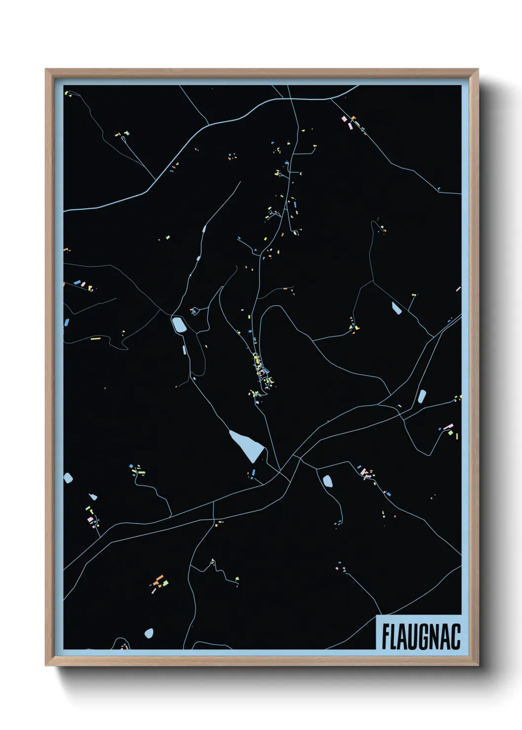 Une affiche de carte sur Flaugnac