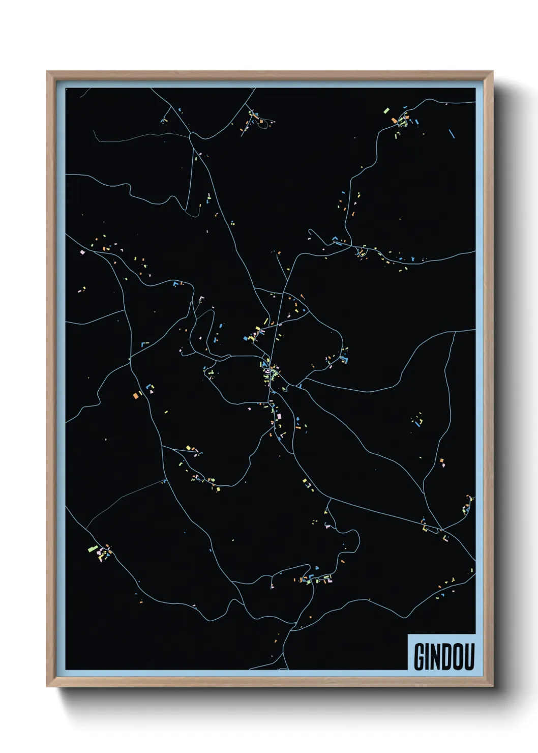 Une affiche de carte sur Gindou