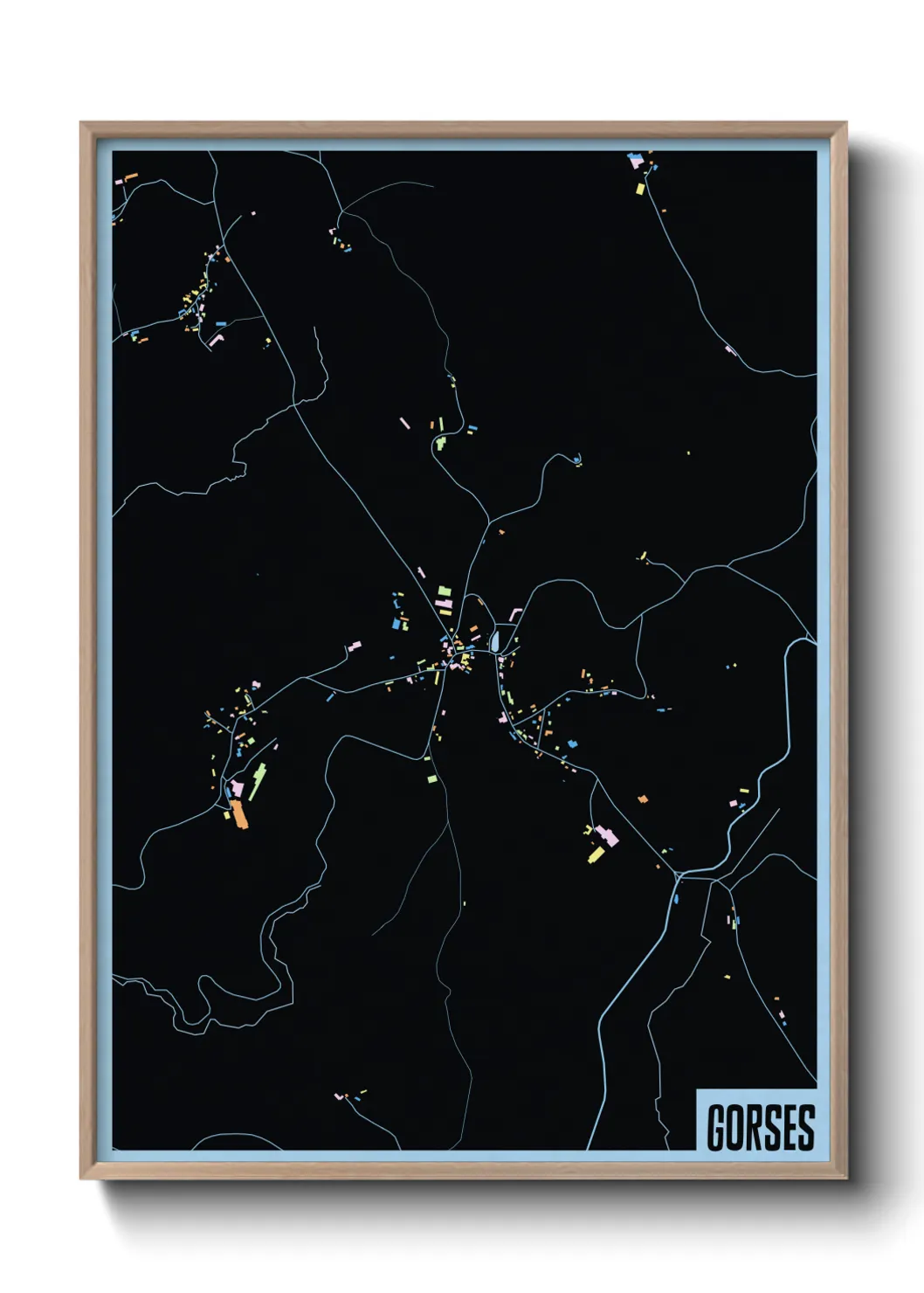 Une affiche de carte sur Gorses