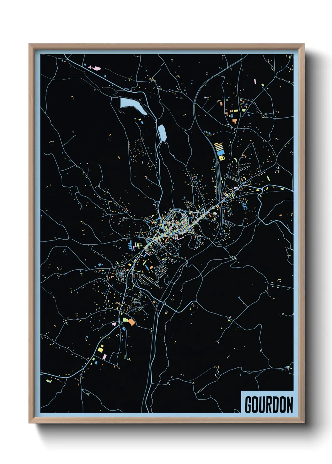 Une affiche de carte sur Gourdon