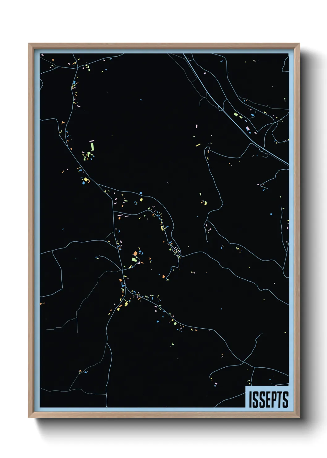 Une affiche de carte sur Issepts